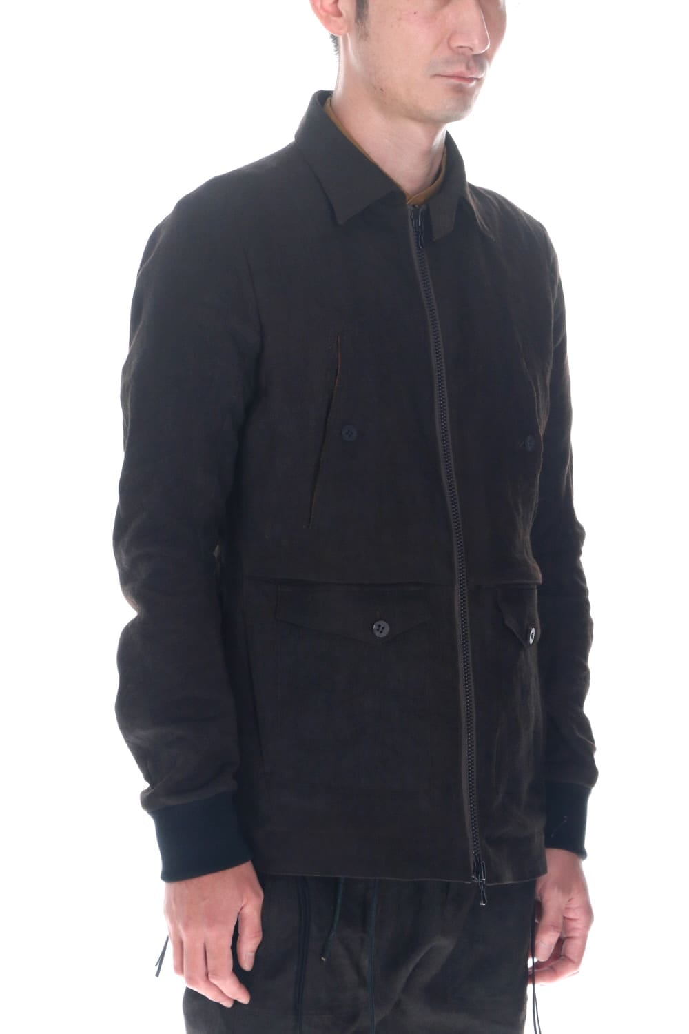 Mud Dyed Linen Multi Pocket Worker Jacket