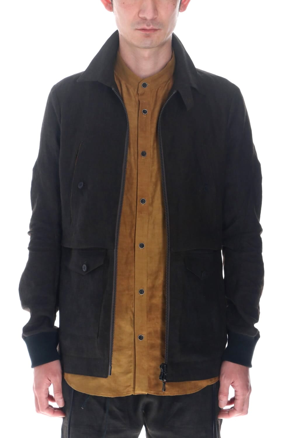 Mud Dyed Linen Multi Pocket Worker Jacket
