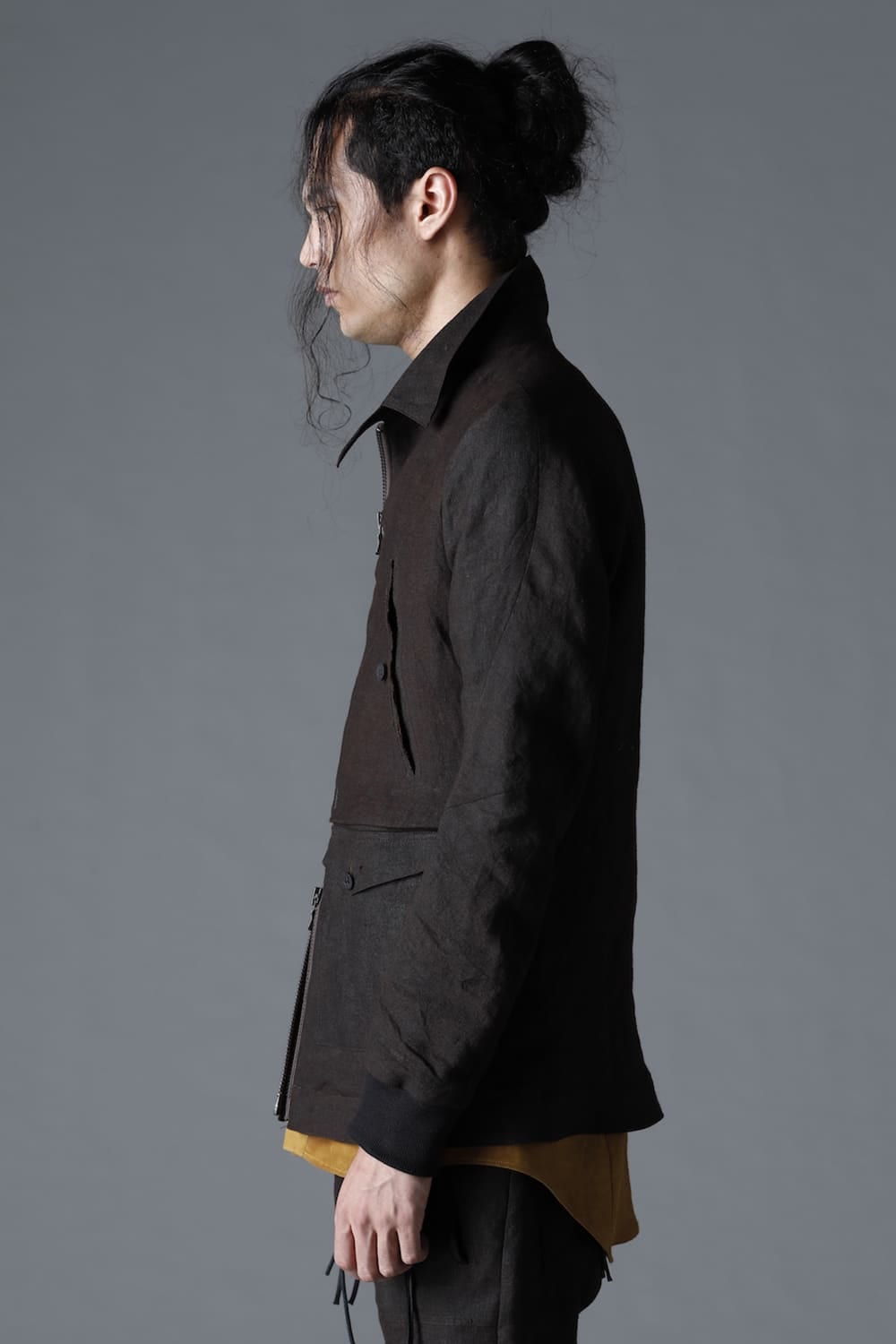 Mud Dyed Linen Multi Pocket Worker Jacket