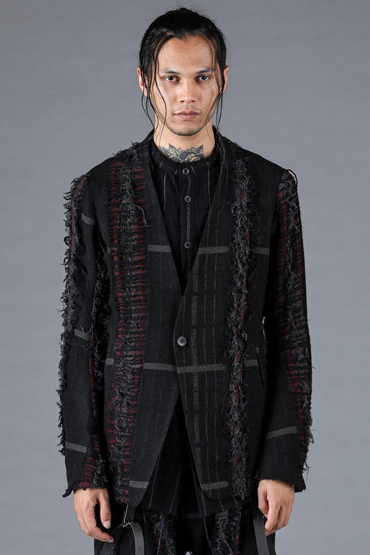 Destroy Random Striped Collarless Jacket