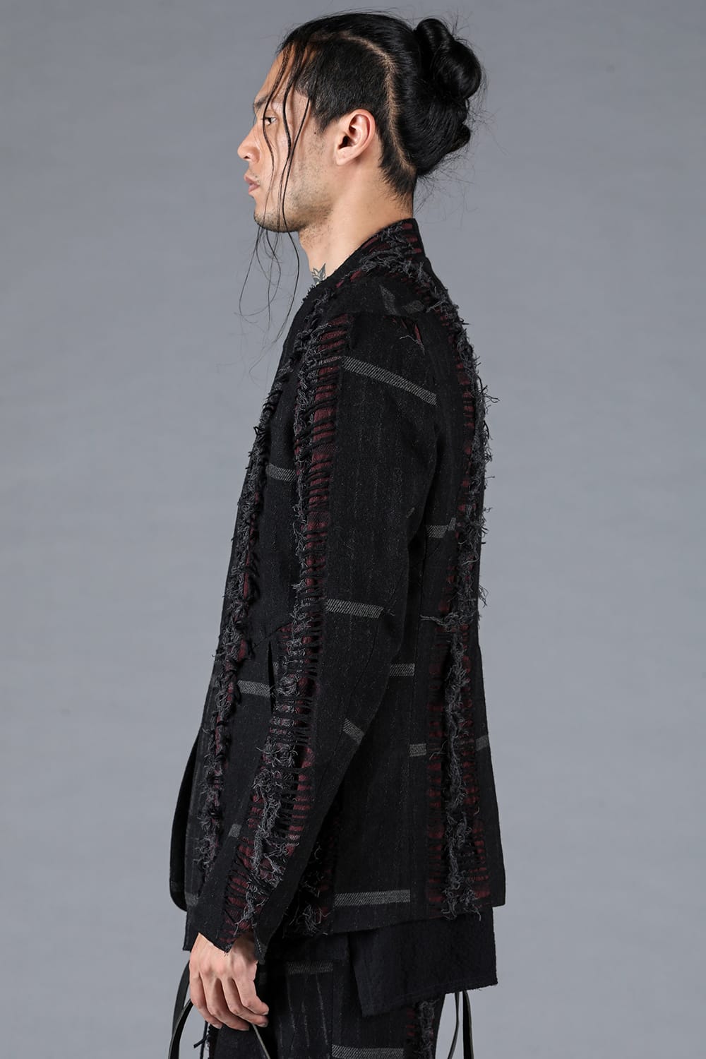 デストロイランダムストライプノーカラージャケット