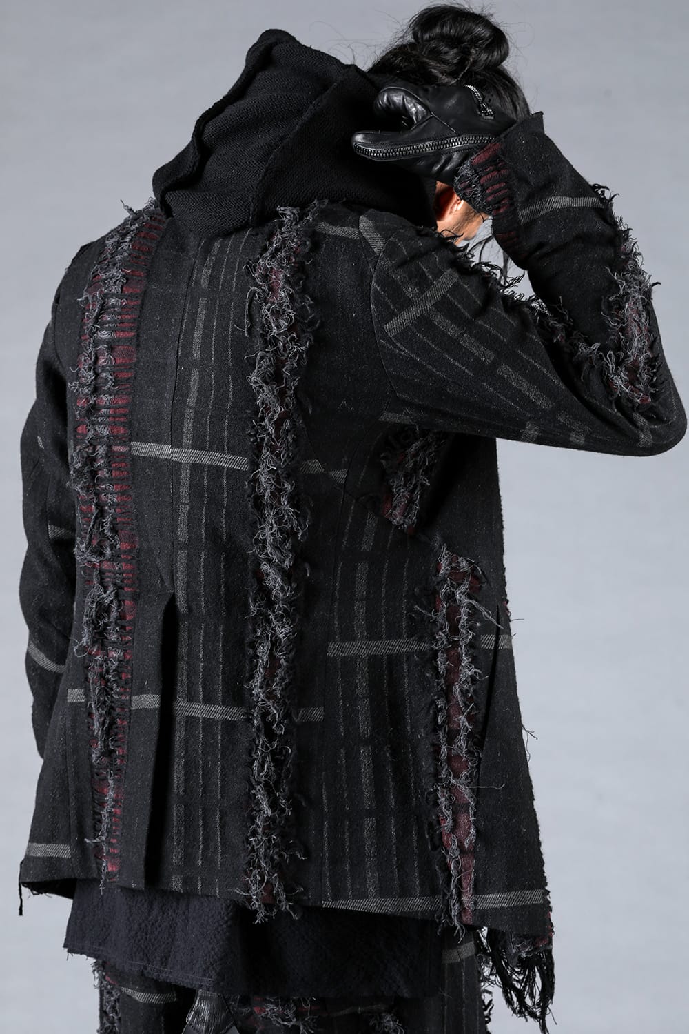 デストロイランダムストライプノーカラージャケット