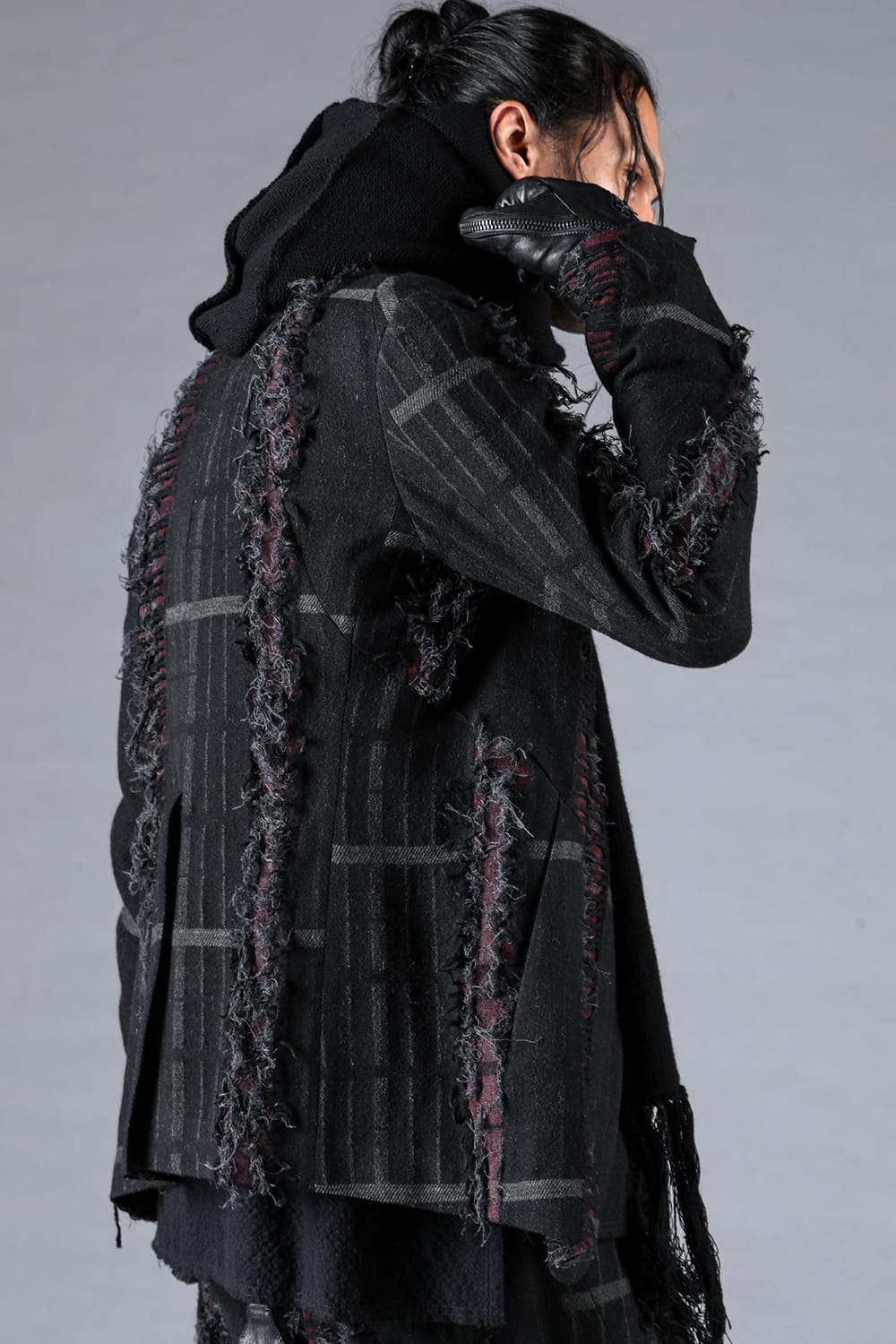 デストロイランダムストライプノーカラージャケット