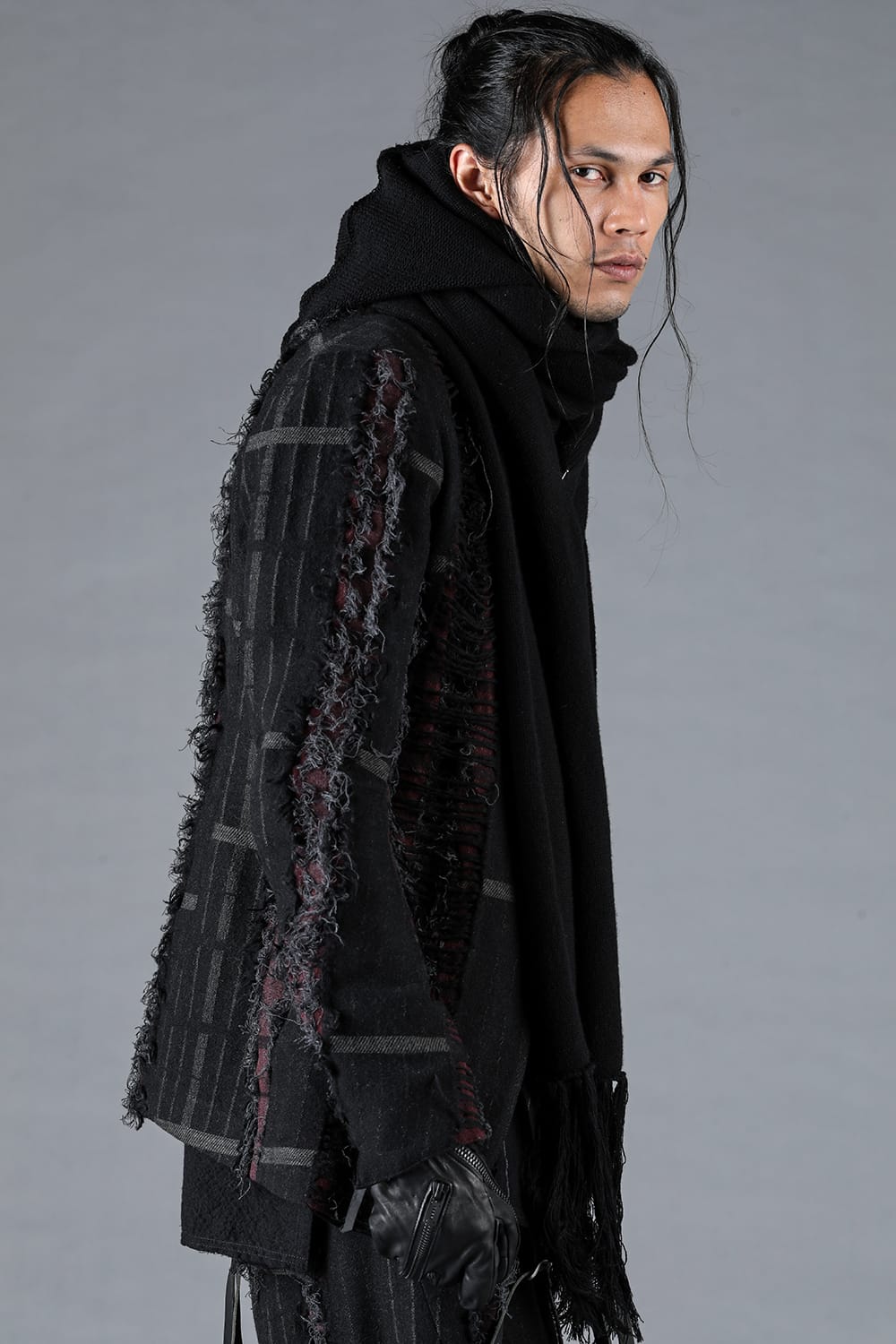 デストロイランダムストライプノーカラージャケット