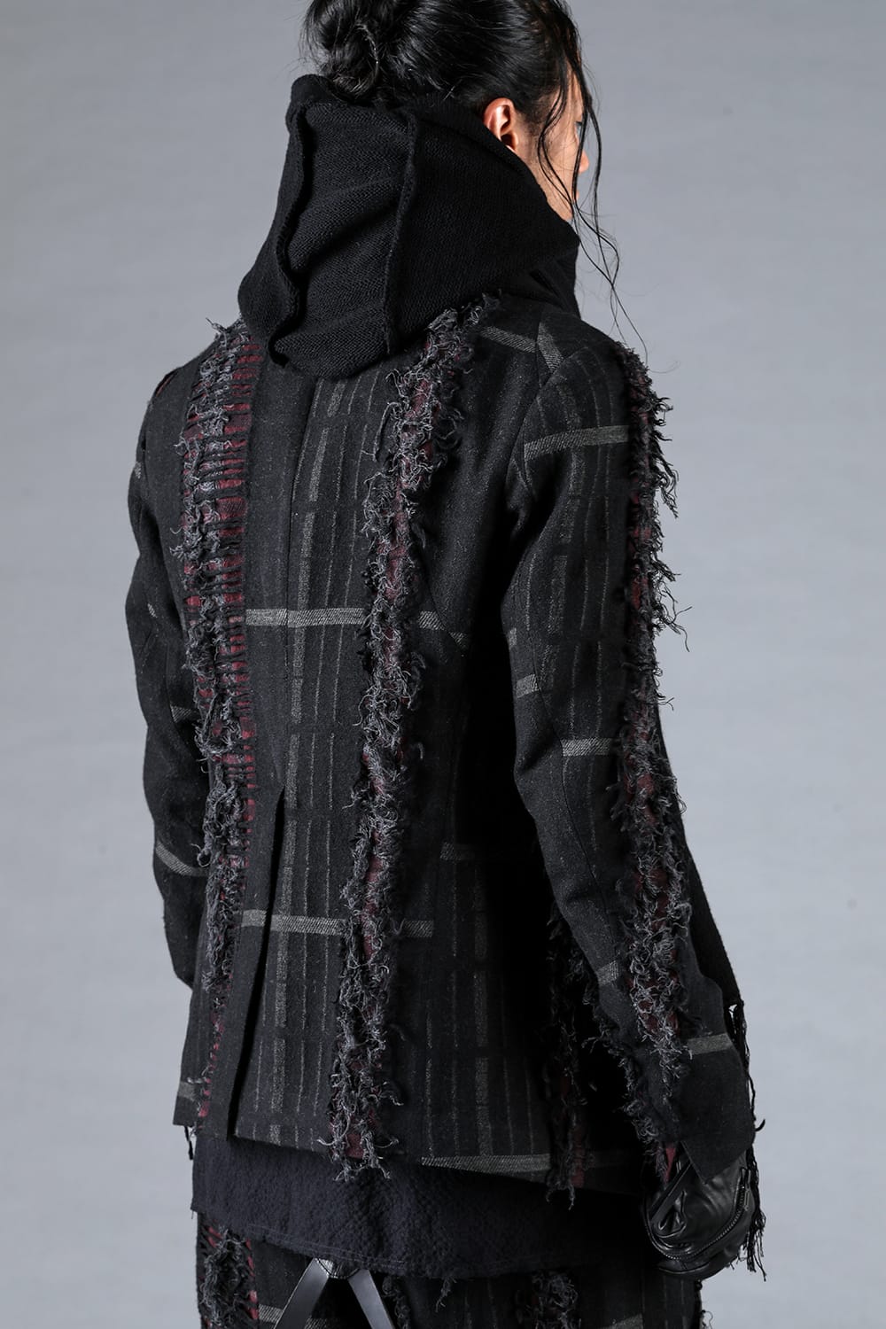 デストロイランダムストライプノーカラージャケット