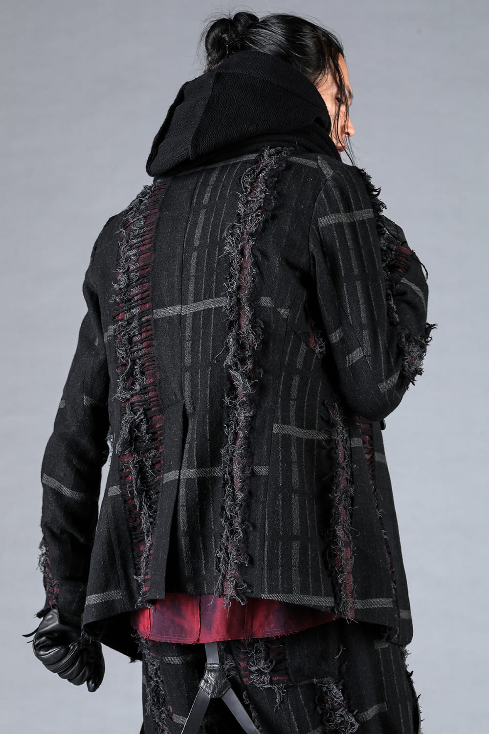 デストロイランダムストライプノーカラージャケット