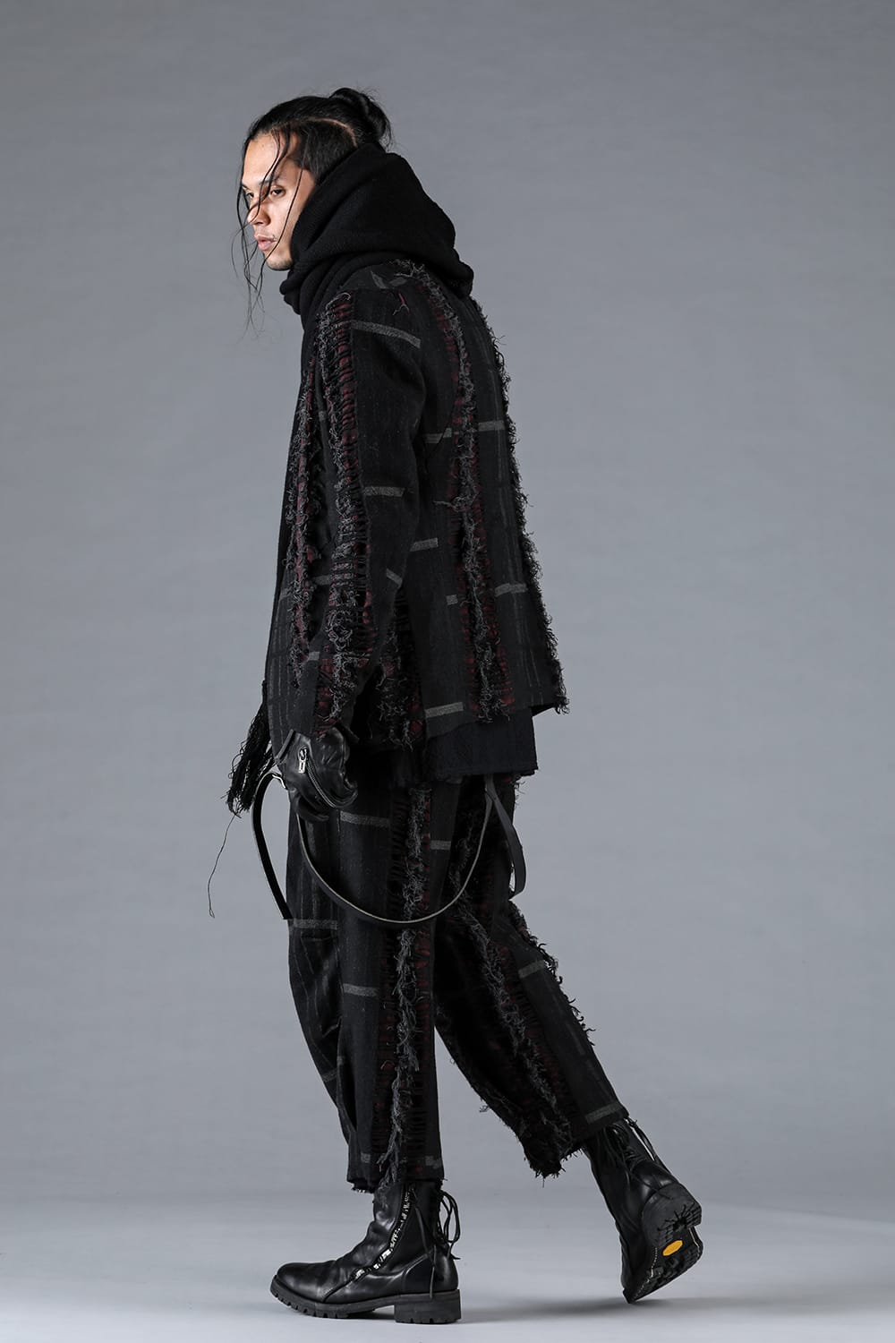 デストロイランダムストライプノーカラージャケット