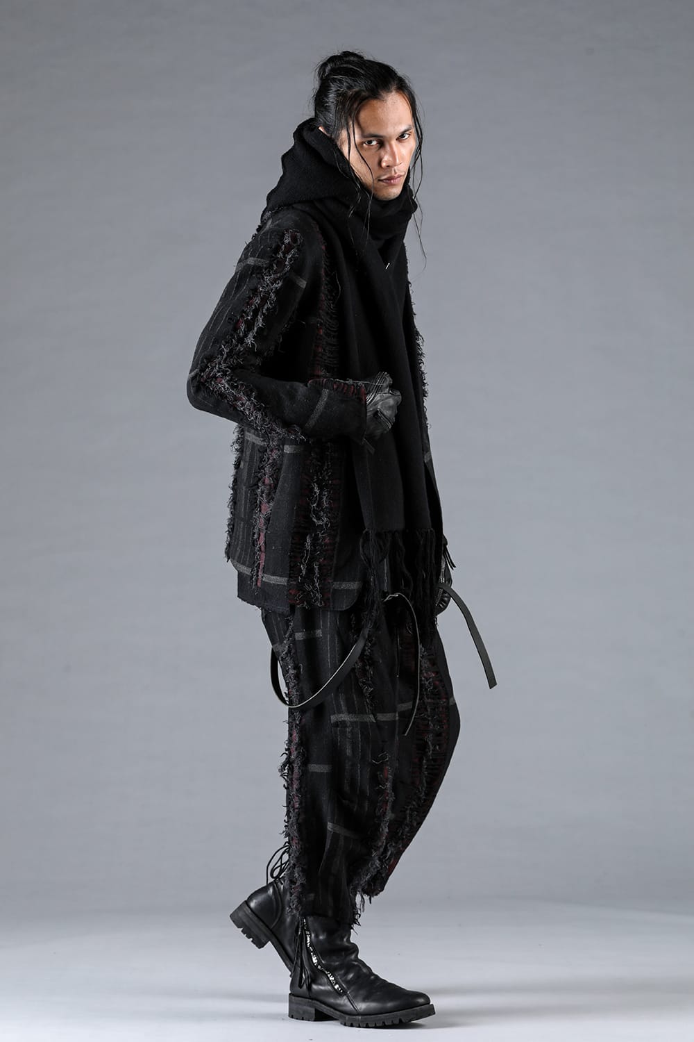 デストロイランダムストライプノーカラージャケット