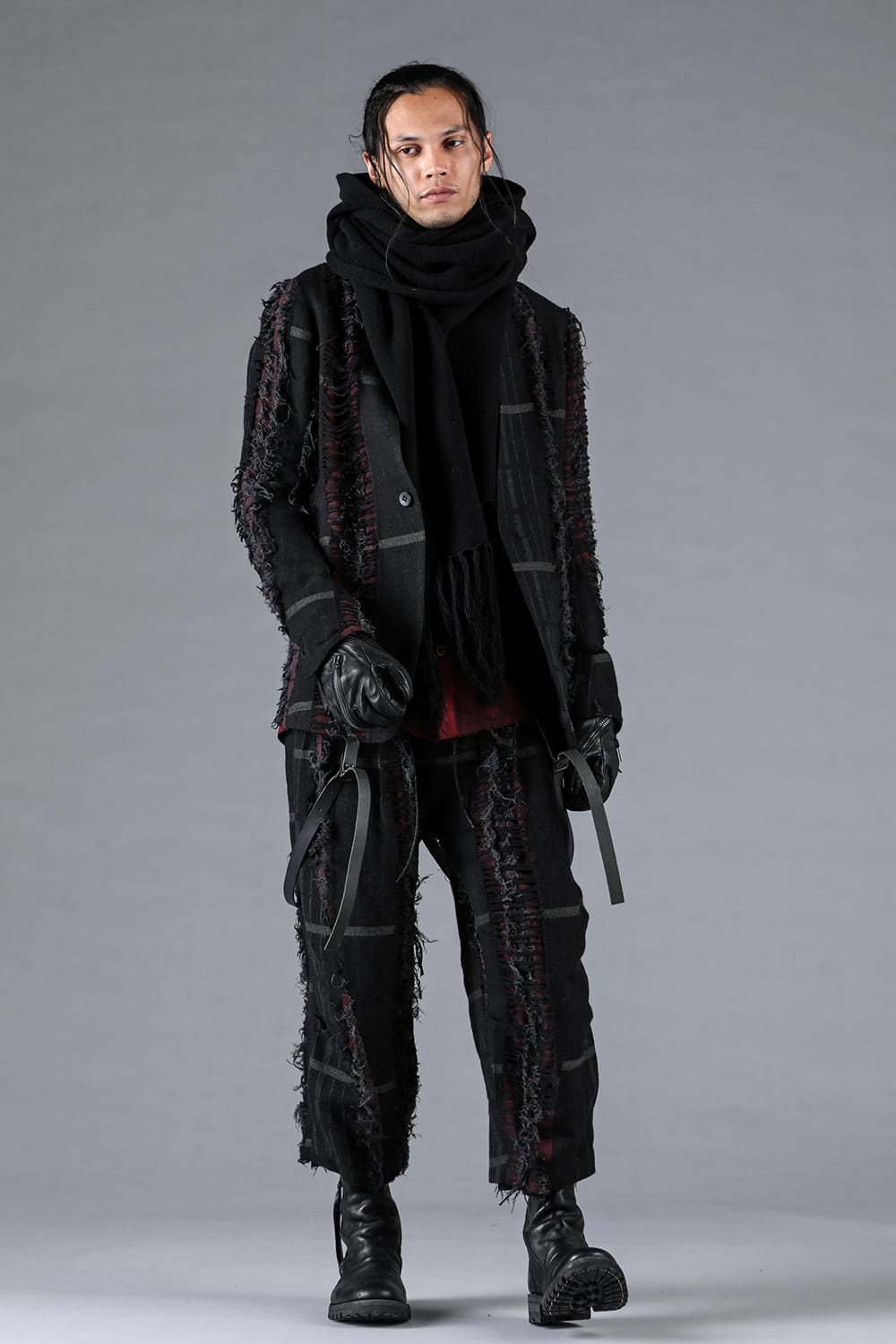 デストロイランダムストライプノーカラージャケット