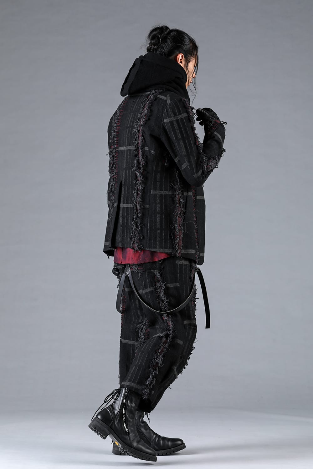 デストロイランダムストライプノーカラージャケット