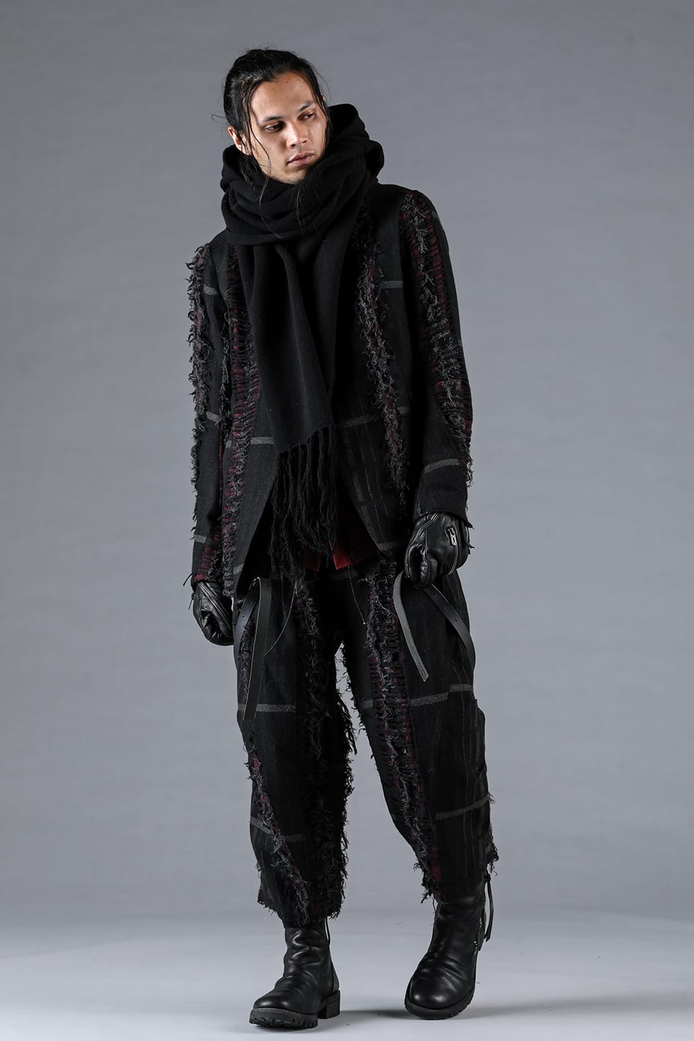 デストロイランダムストライプノーカラージャケット