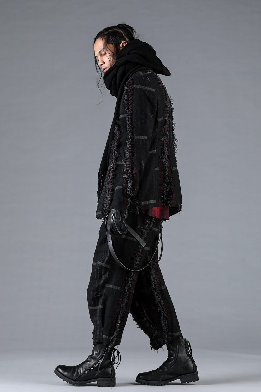 デストロイランダムストライプノーカラージャケット