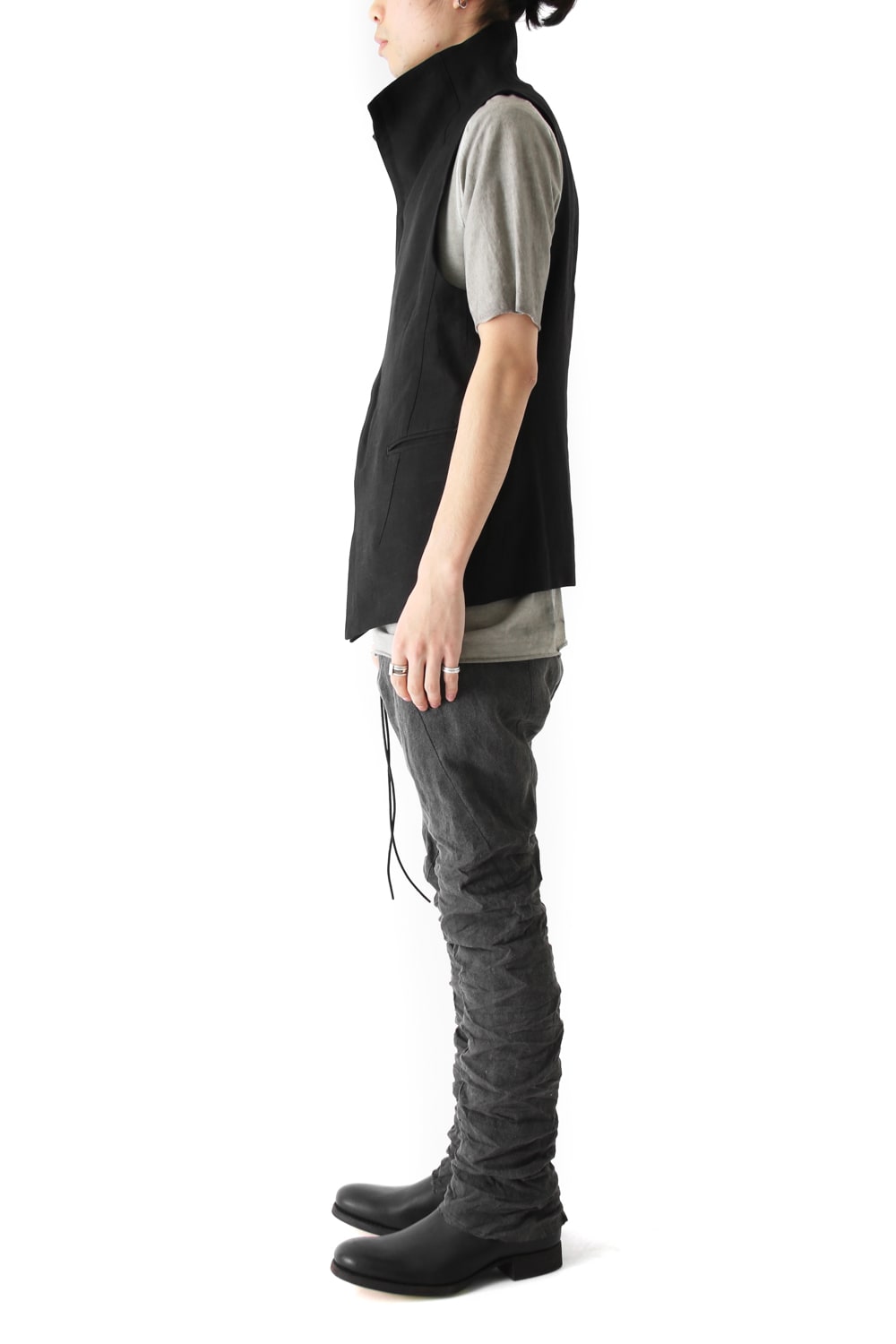 Wrapped High Neck Linen Vest