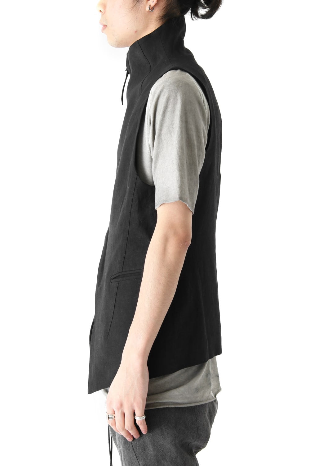 Wrapped High Neck Linen Vest