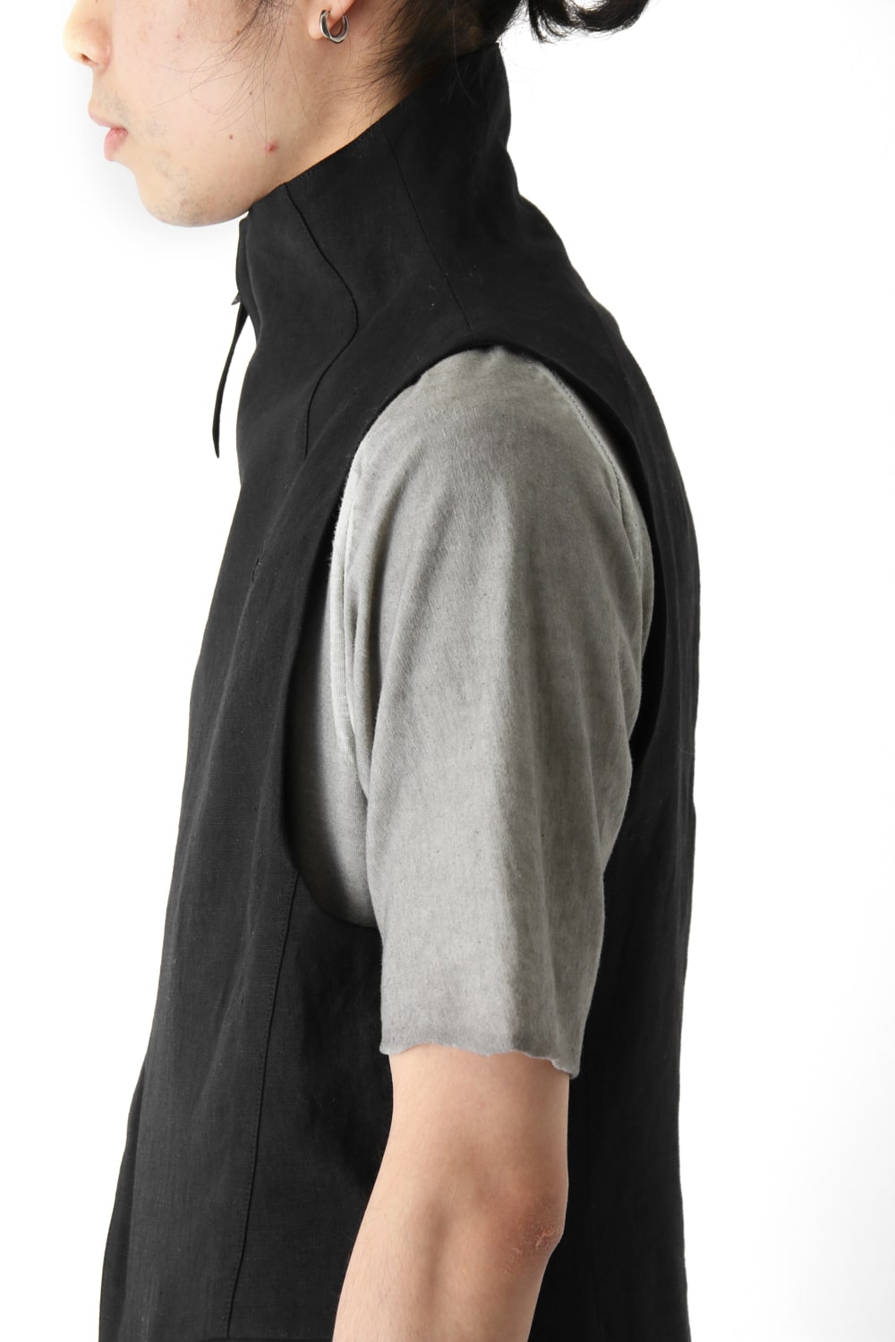 Wrapped High Neck Linen Vest