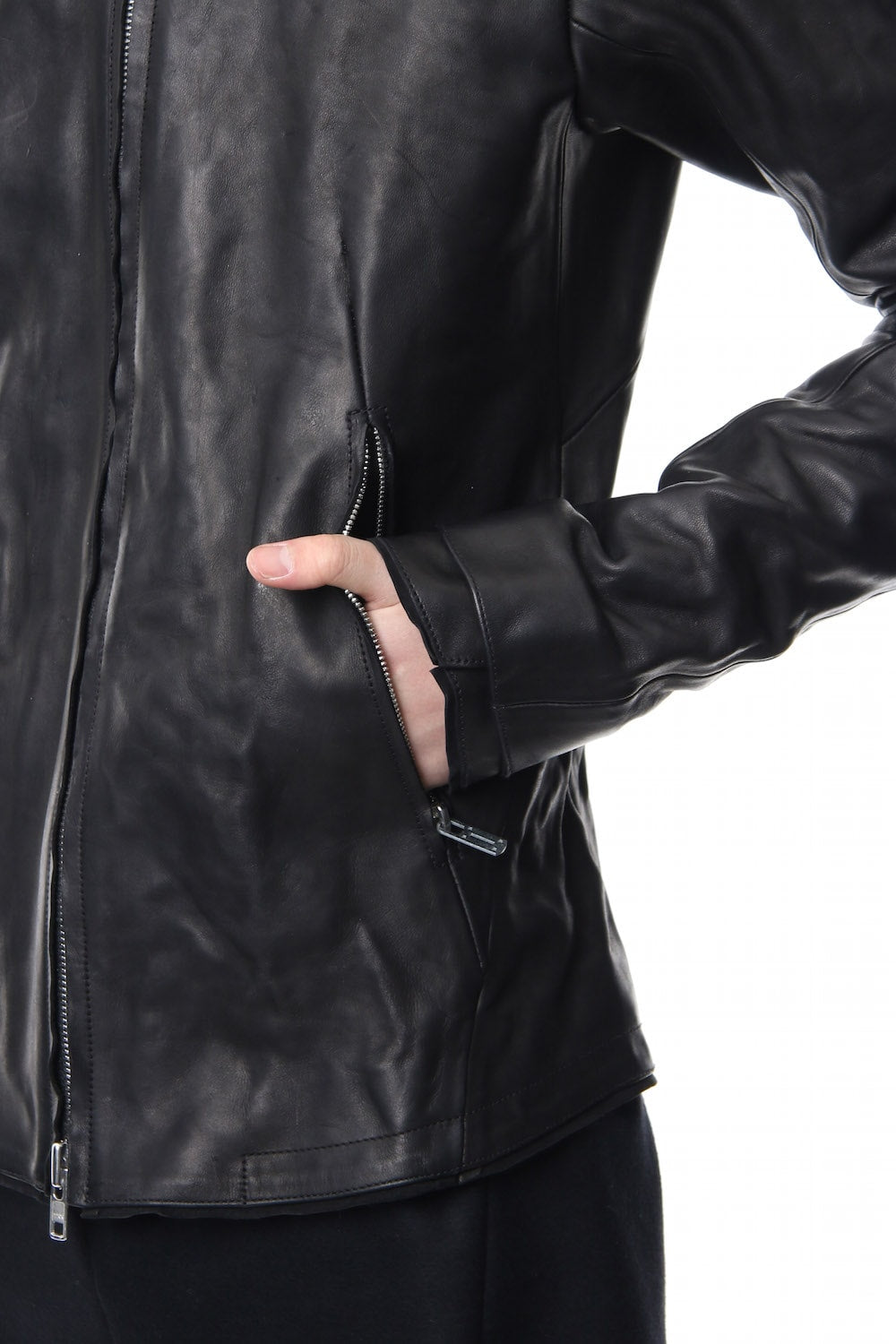 High Neck Leather Jacket