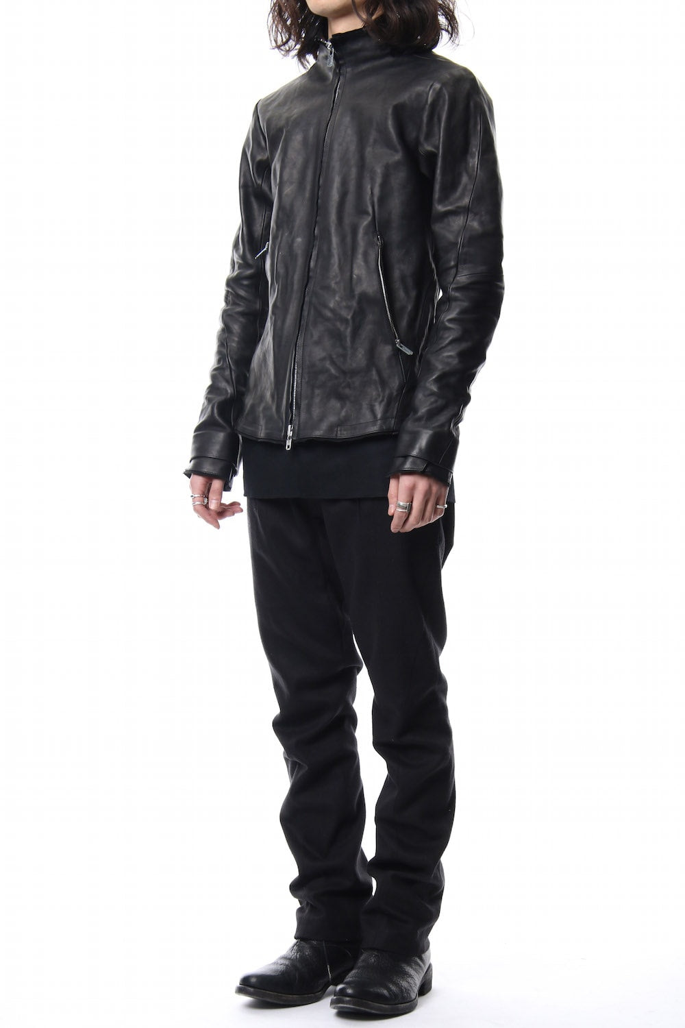 High Neck Leather Jacket