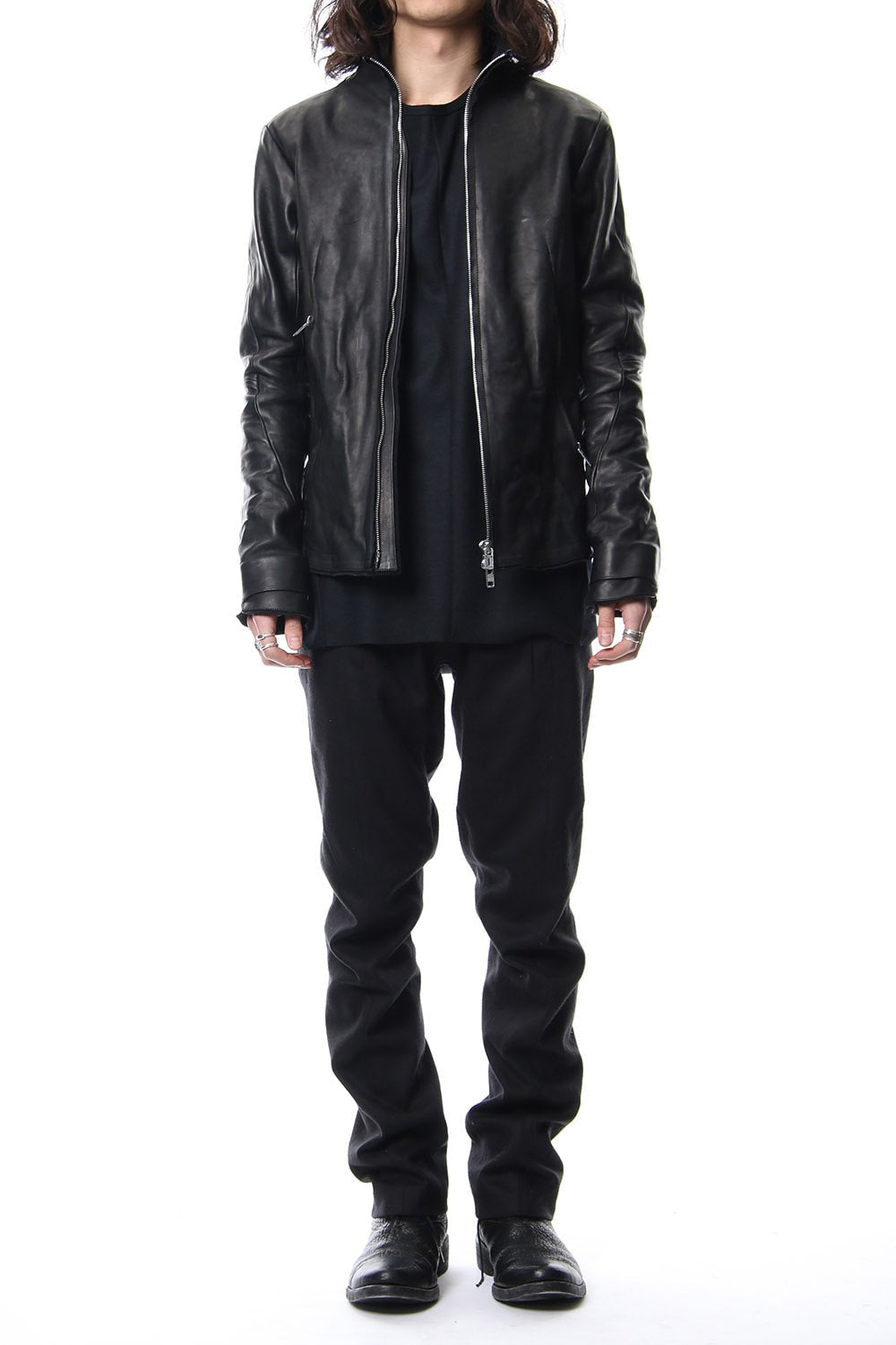 High Neck Leather Jacket