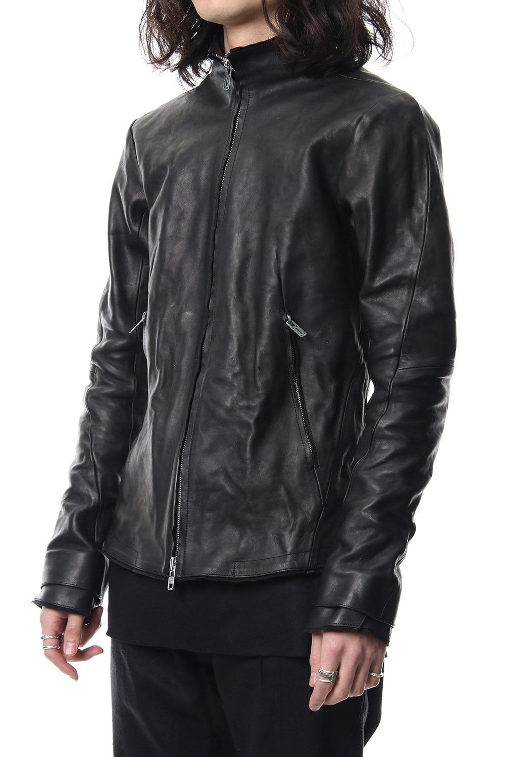 High Neck Leather Jacket