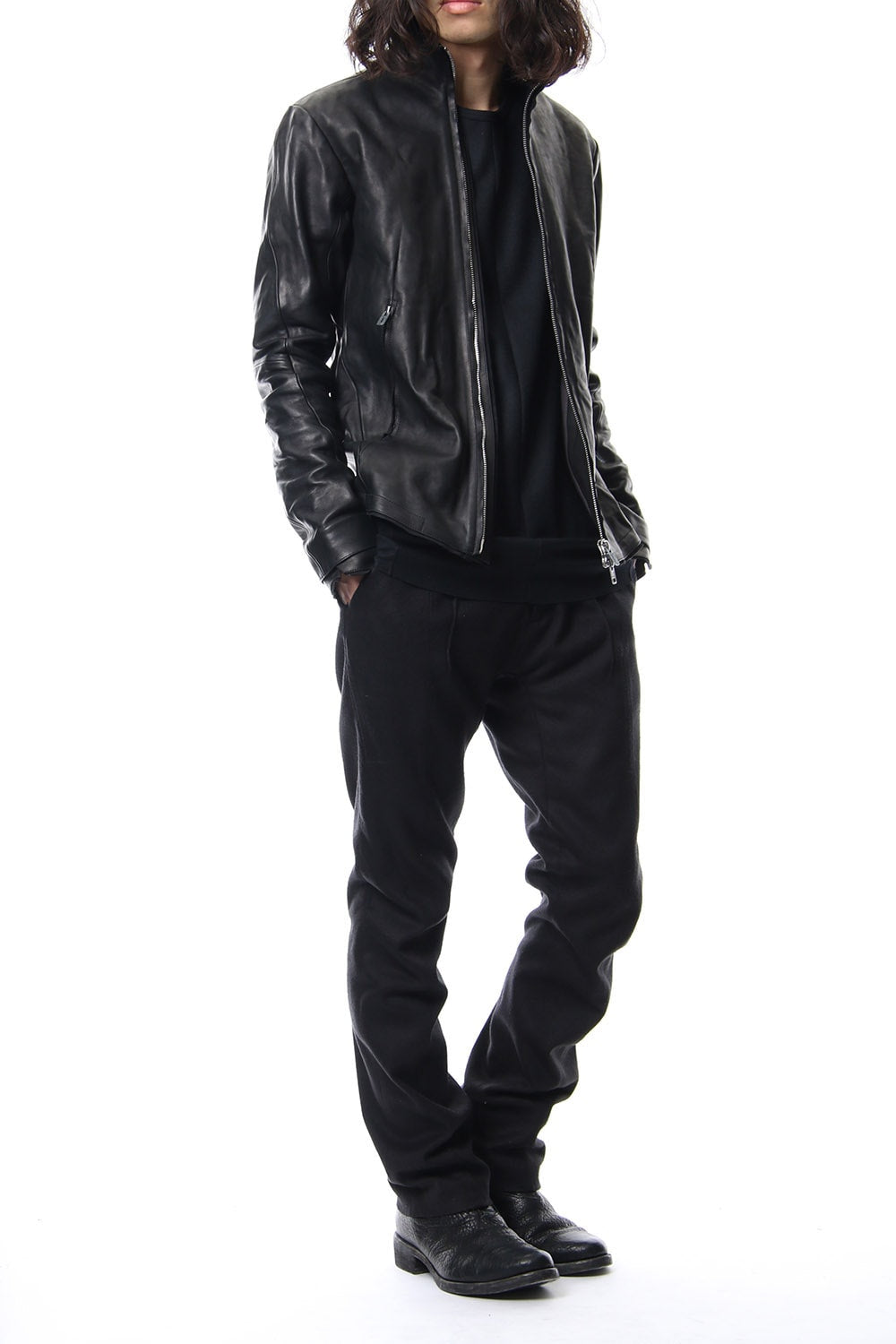 High Neck Leather Jacket