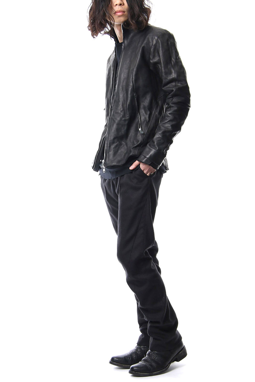 High Neck Leather Jacket