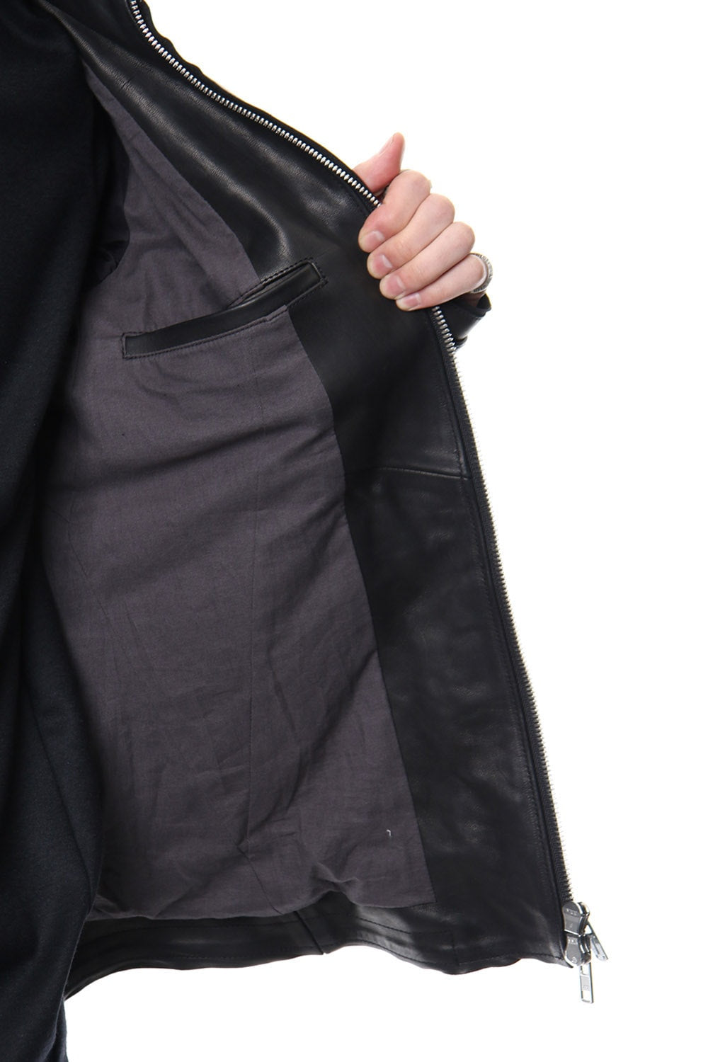 High Neck Leather Jacket