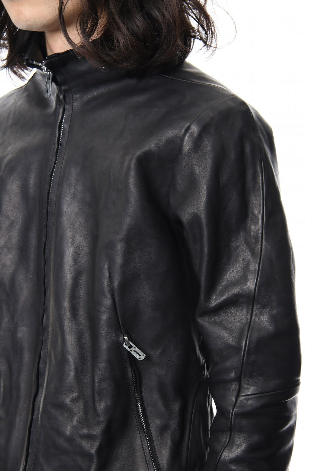 High Neck Leather Jacket