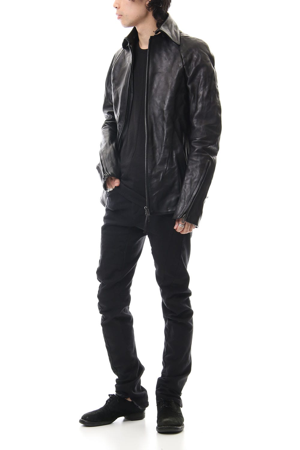 Detachable collar Horse leather jacket - ST105-0019A