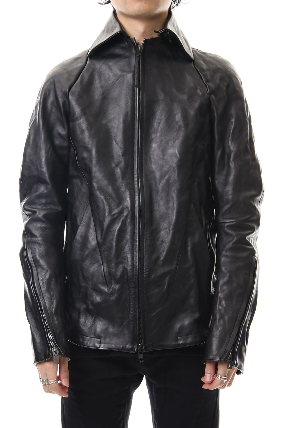 Detachable collar Horse leather jacket - ST105-0019A