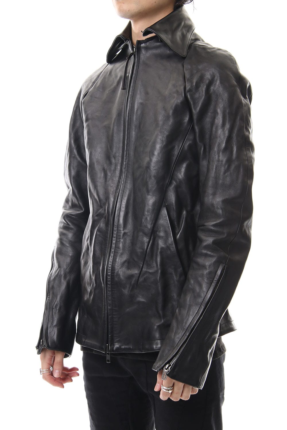 Detachable collar Horse leather jacket - ST105-0019A