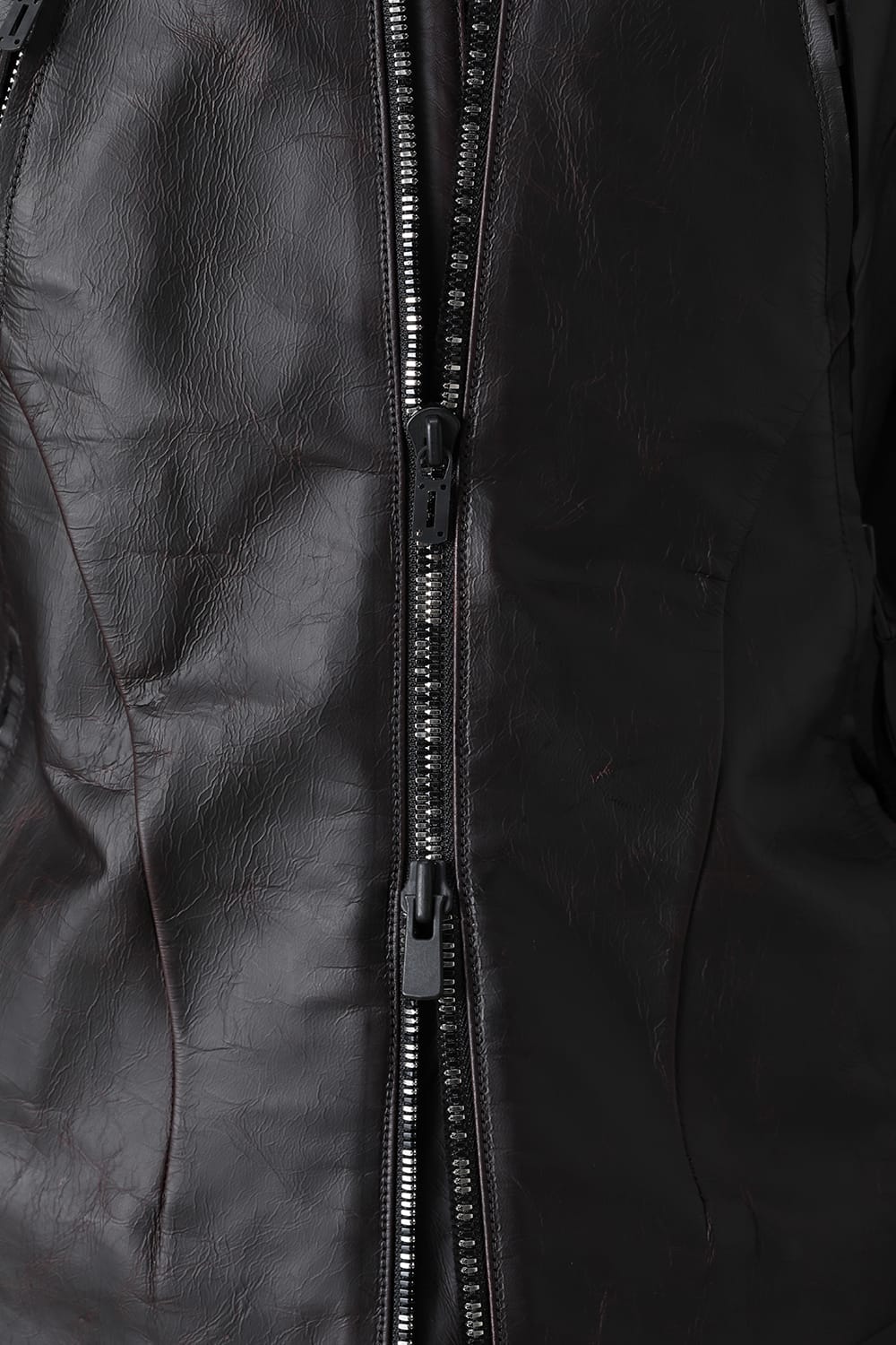 ホースレザーラウンドジップジャケット レッド ブラック