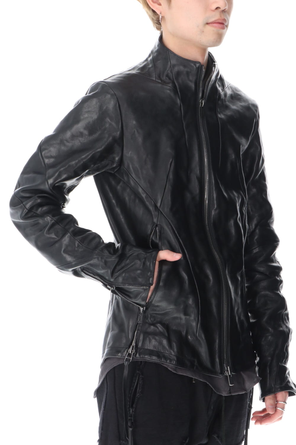 Limited Horse Leather High-Neck Jacket Black