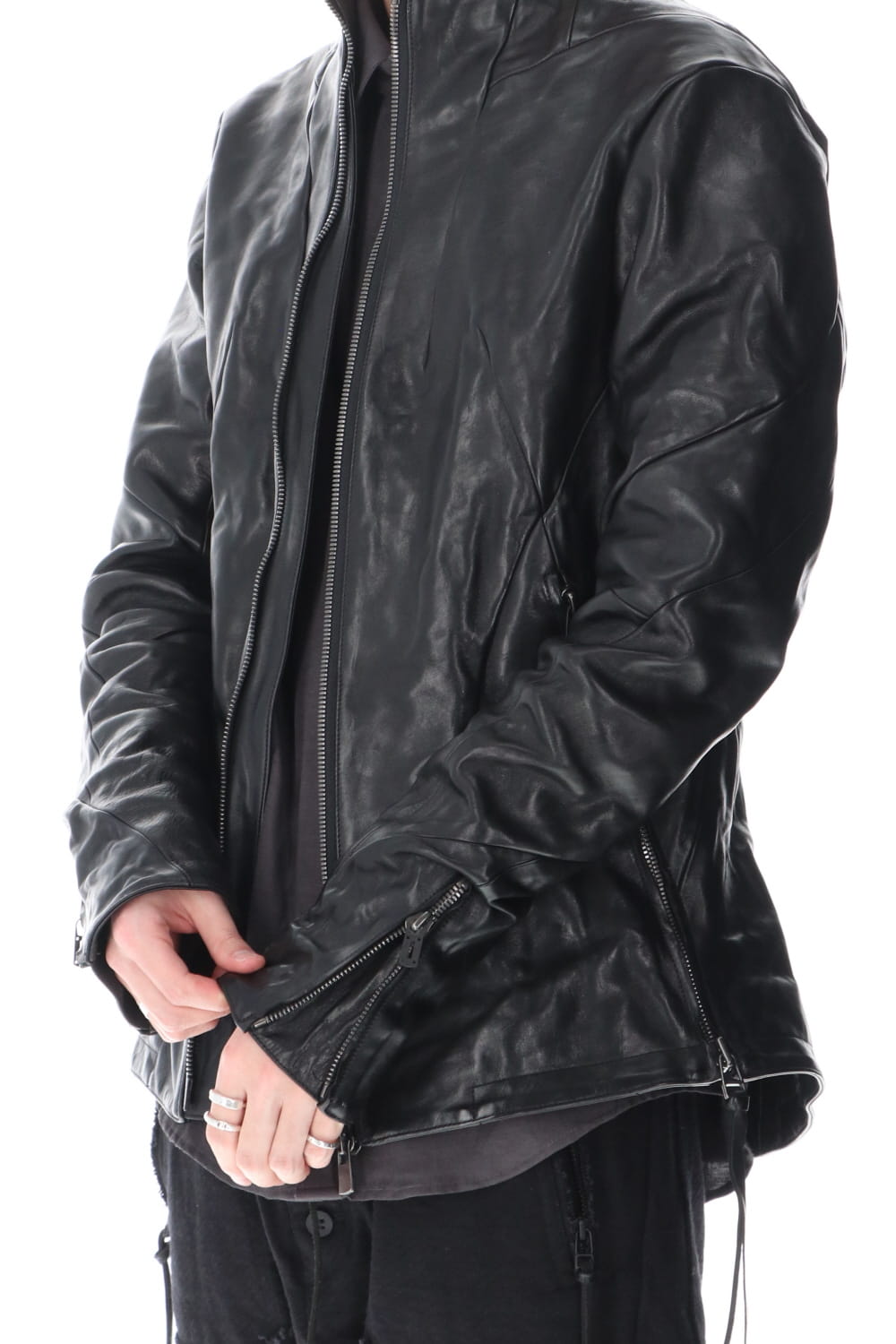Limited Horse Leather High-Neck Jacket Black