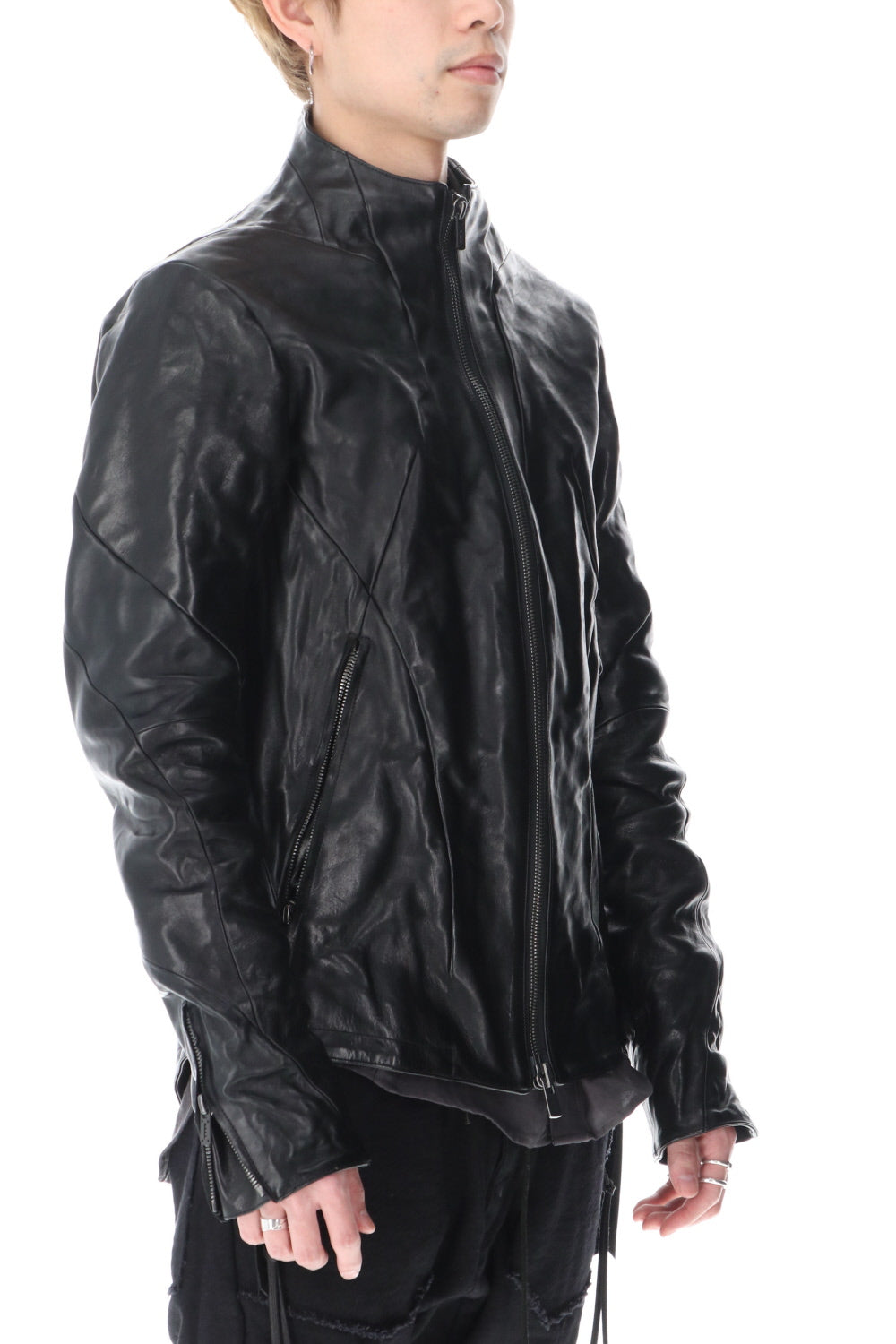 Limited Horse Leather High-Neck Jacket Black