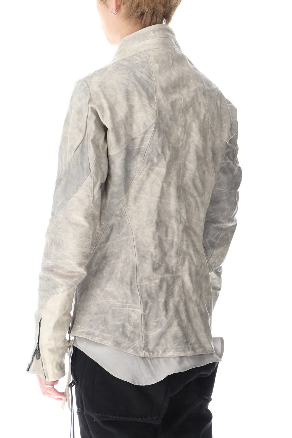 Limited Horse Leather High-Neck Jacket Concrete