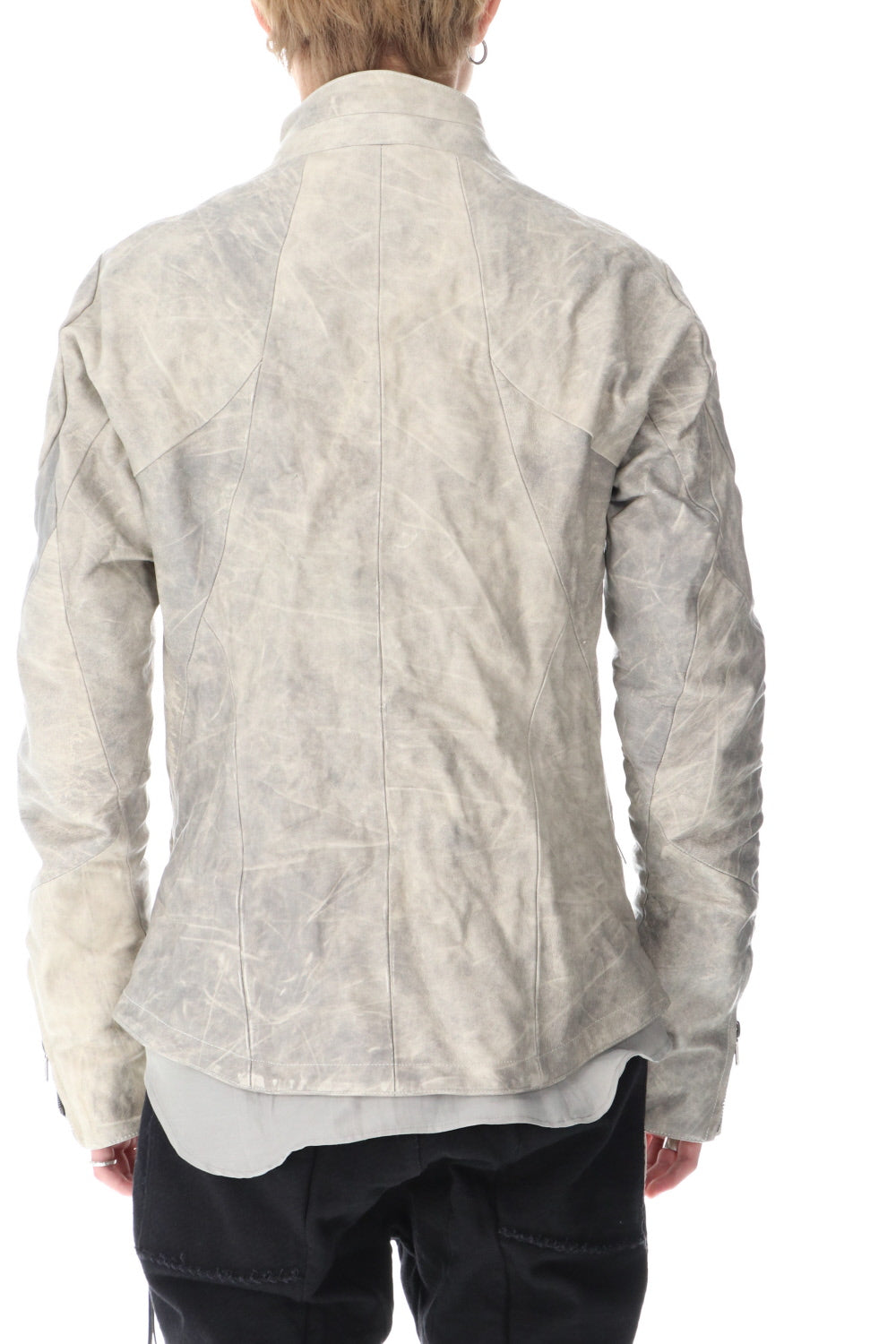 Limited Horse Leather High-Neck Jacket Concrete
