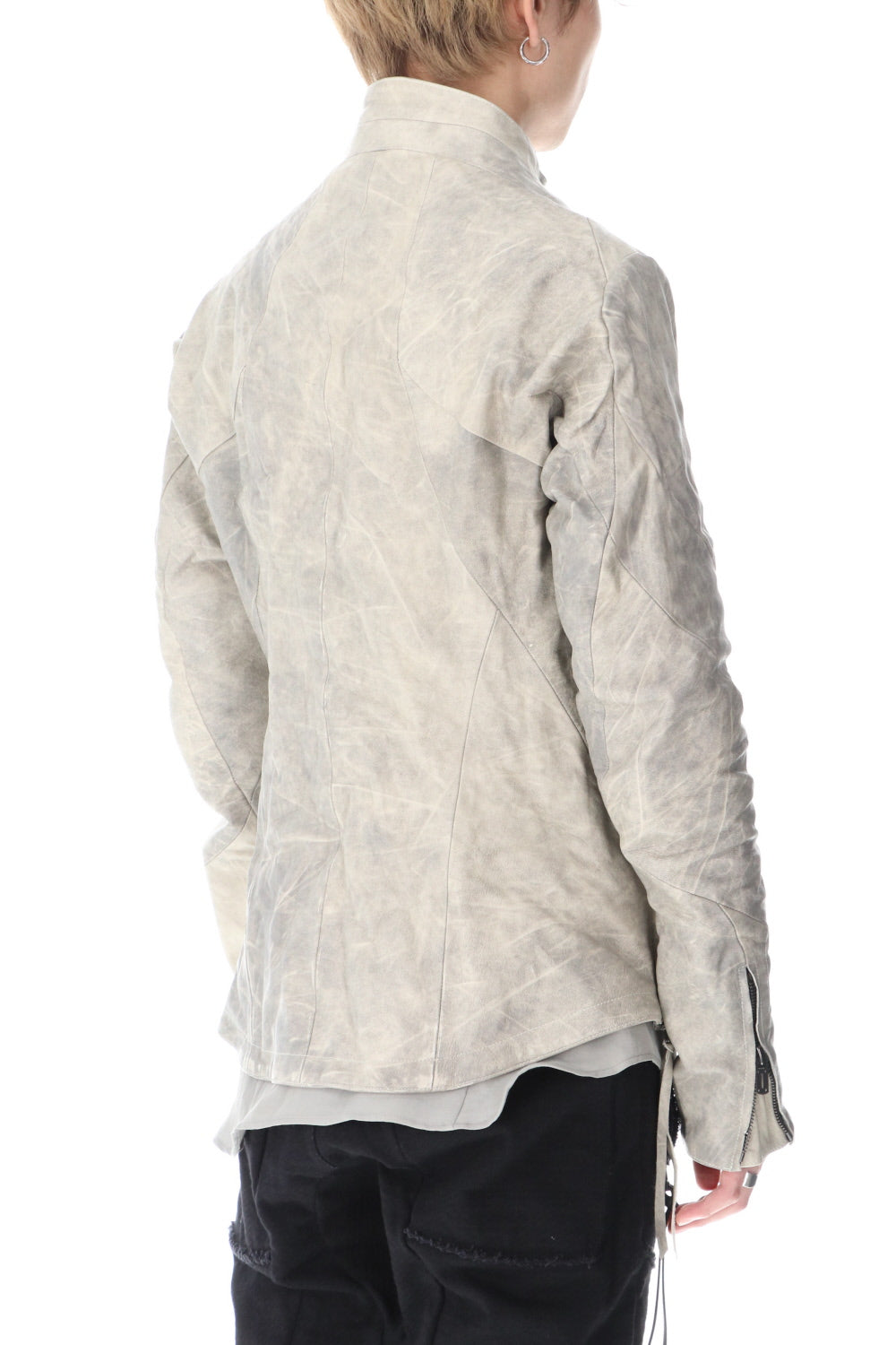 Limited Horse Leather High-Neck Jacket Concrete
