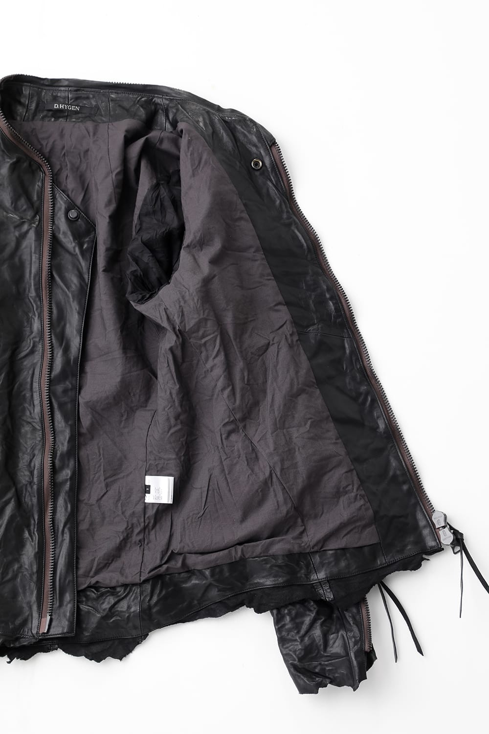 Rough Edge Horse Leather No Collar Jacket  Black