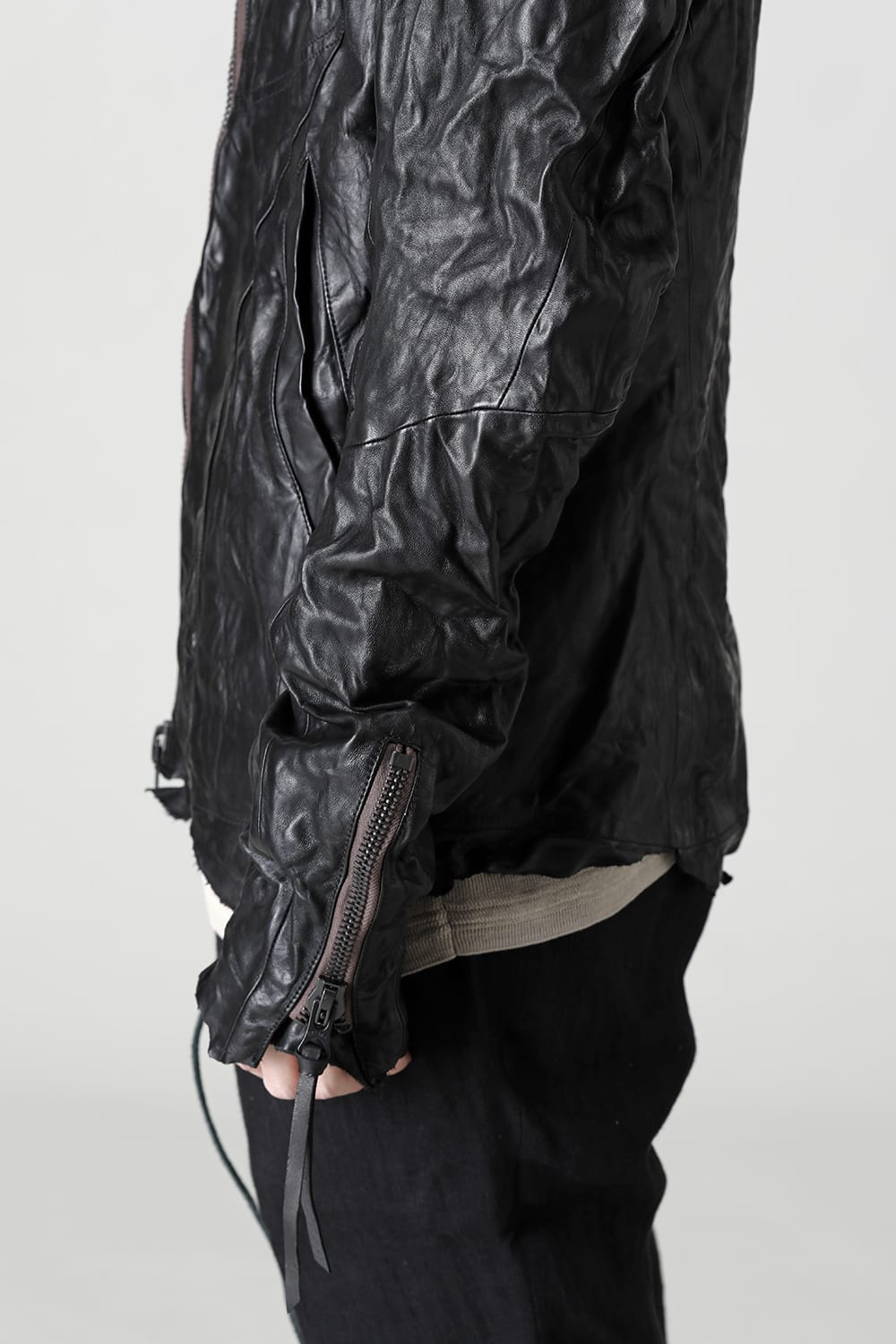 Rough Edge Horse Leather No Collar Jacket  Black