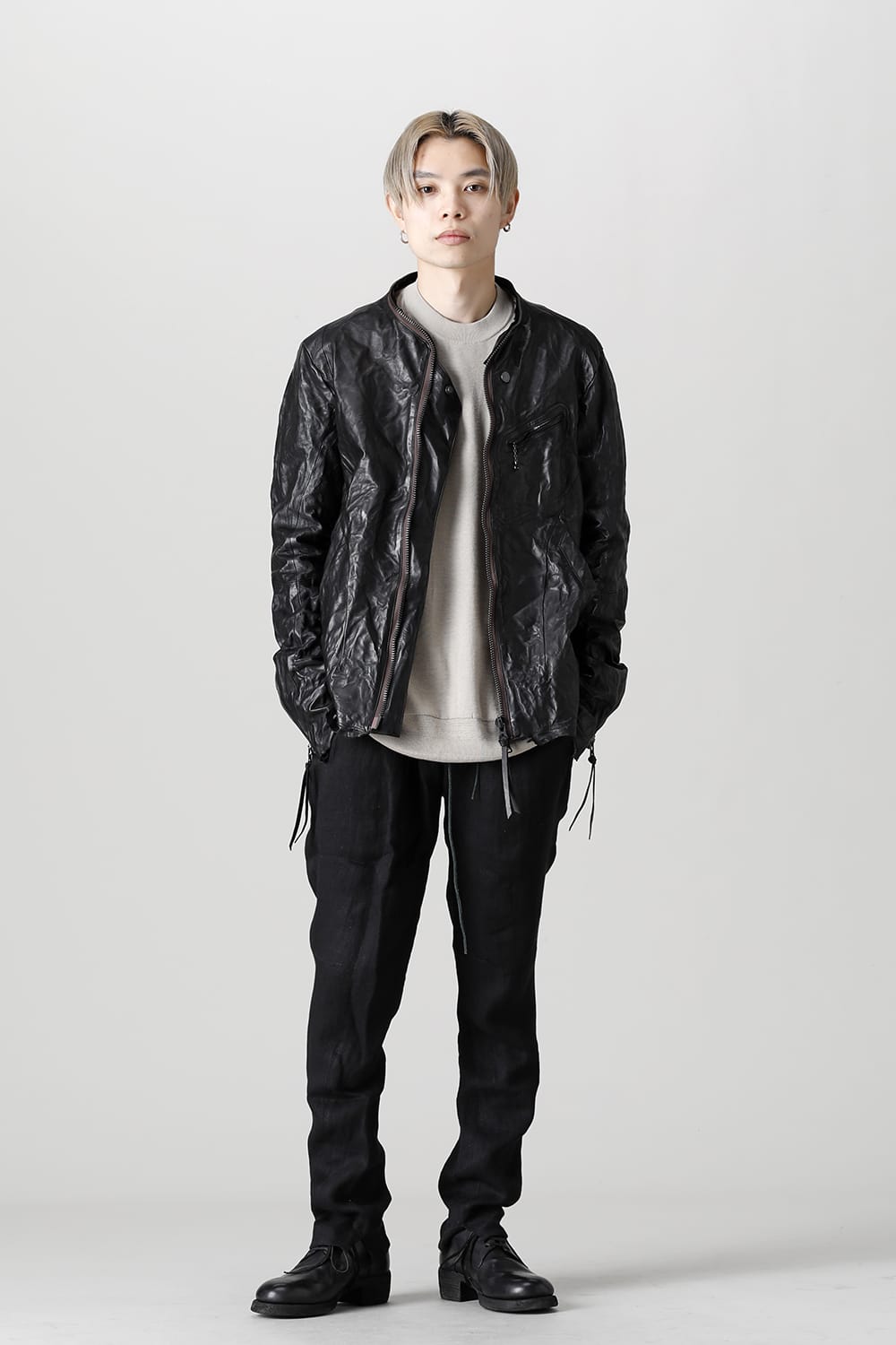 Rough Edge Horse Leather No Collar Jacket  Black