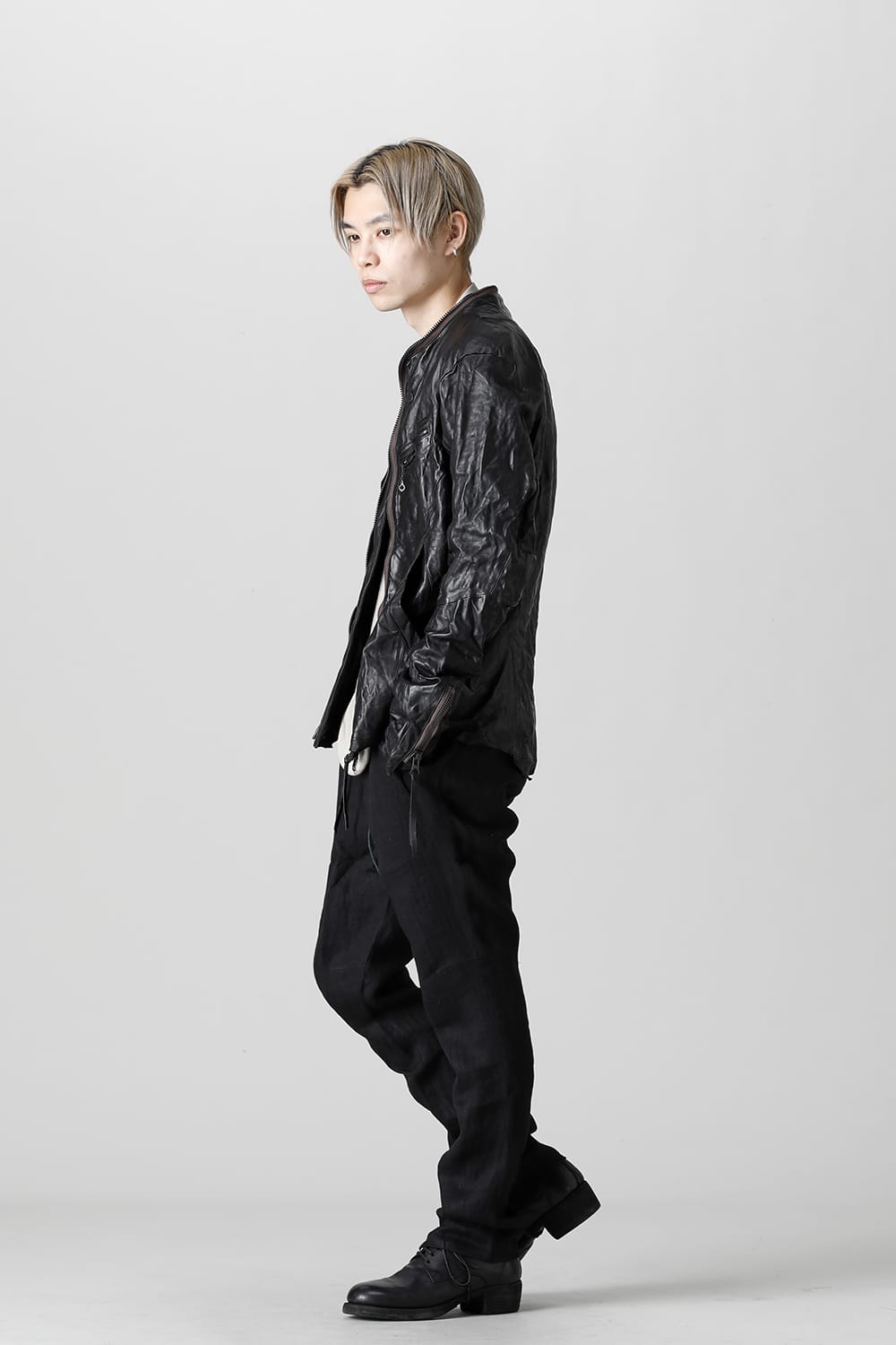 Rough Edge Horse Leather No Collar Jacket  Black