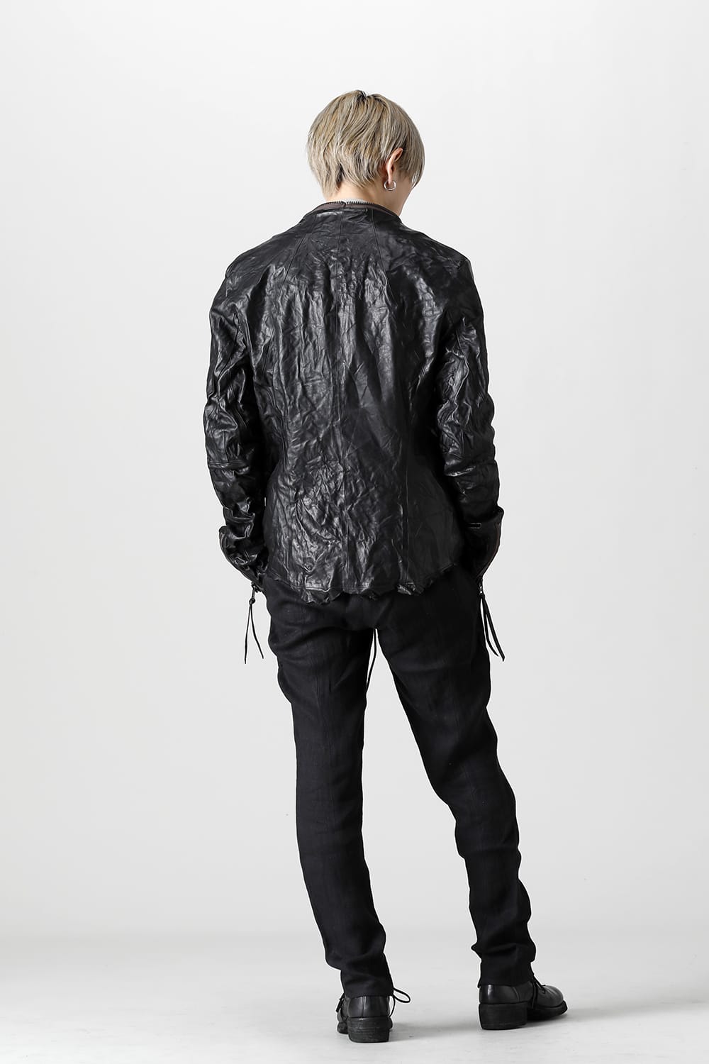 Rough Edge Horse Leather No Collar Jacket  Black