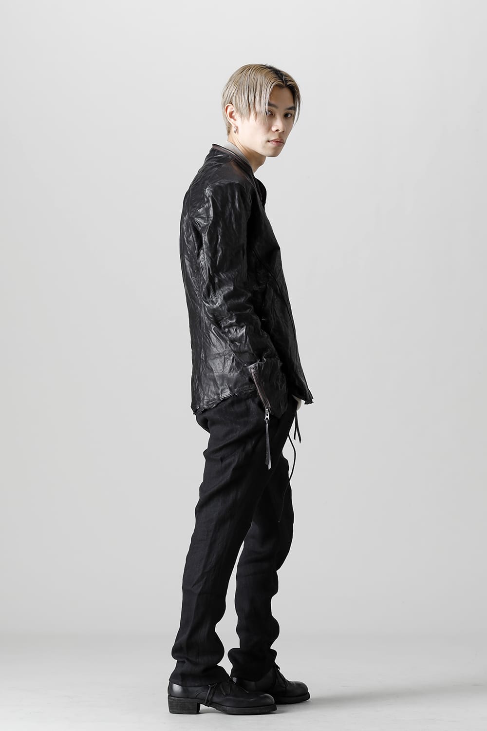 Rough Edge Horse Leather No Collar Jacket  Black