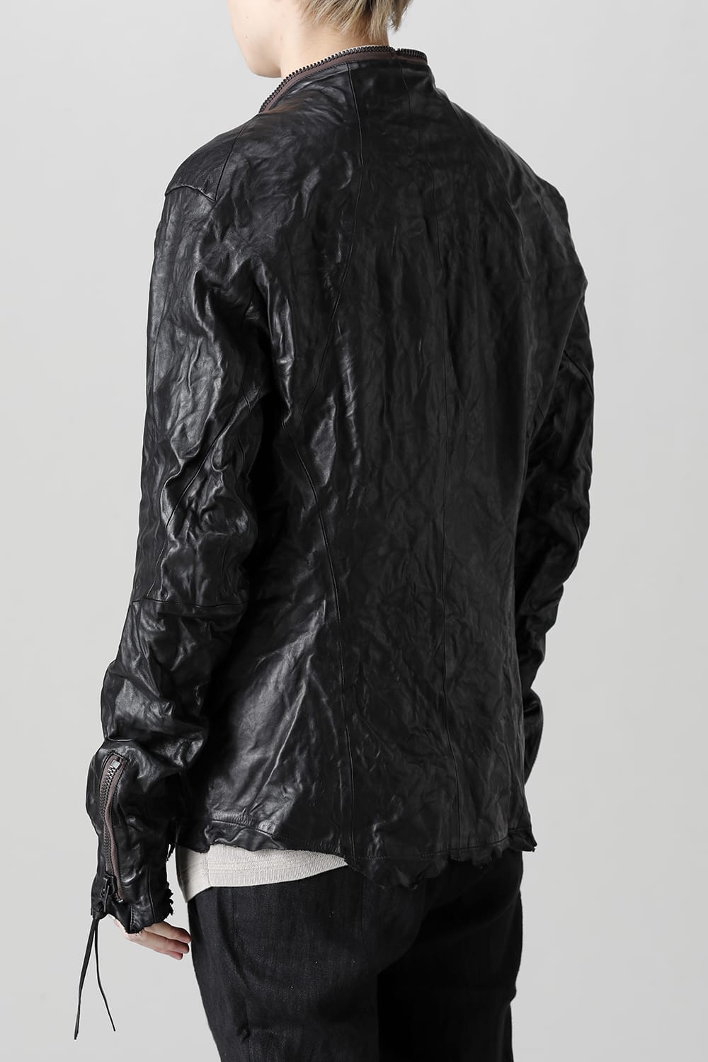 Rough Edge Horse Leather No Collar Jacket  Black