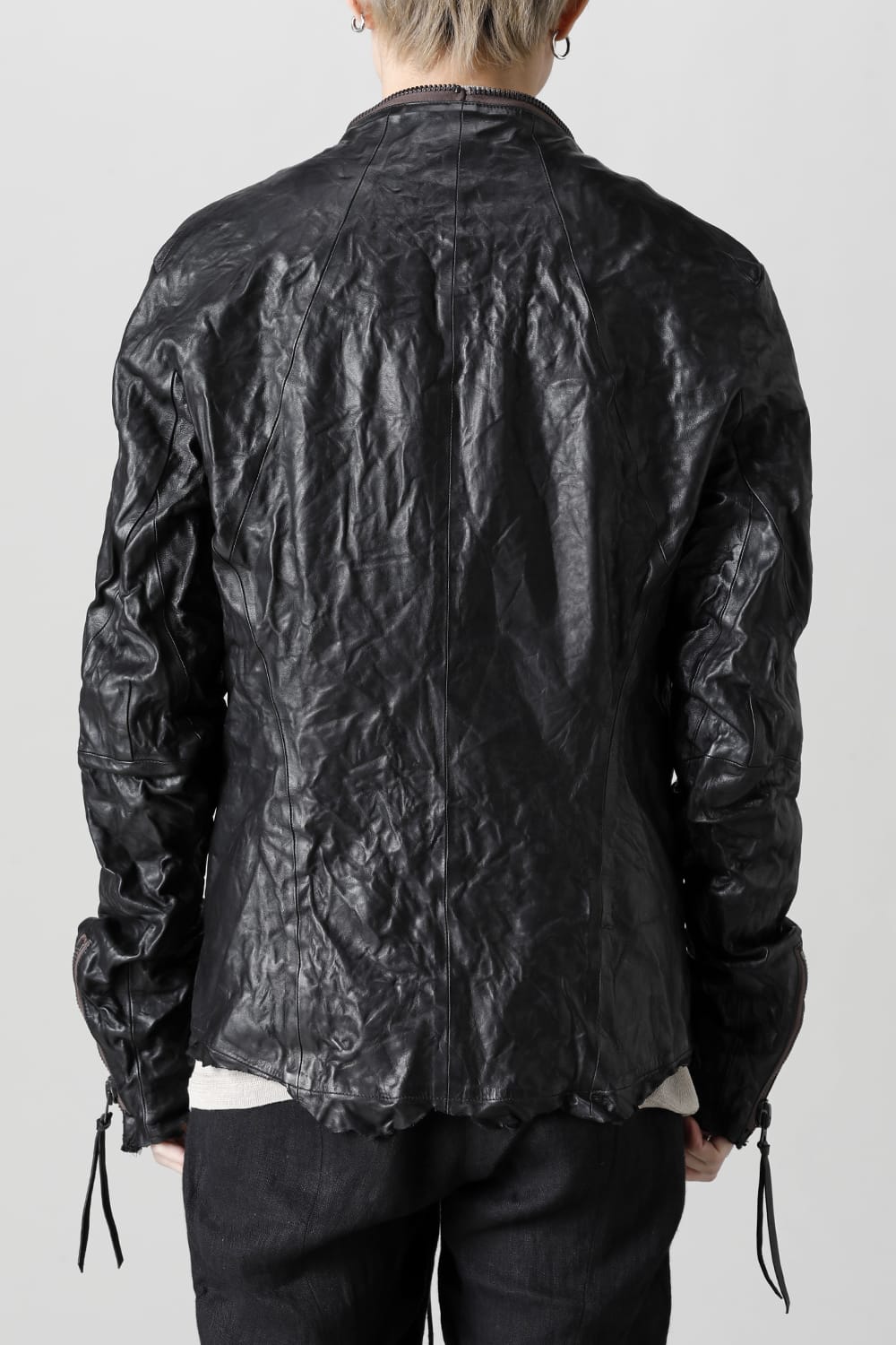 Rough Edge Horse Leather No Collar Jacket  Black