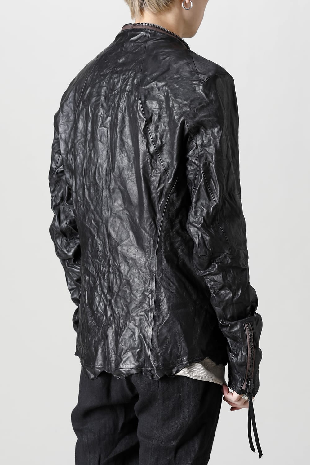 Rough Edge Horse Leather No Collar Jacket  Black