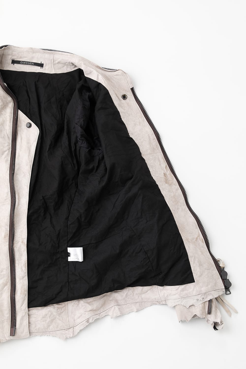 Rough Edge Horse Leather No Collar Jacket  Mud White