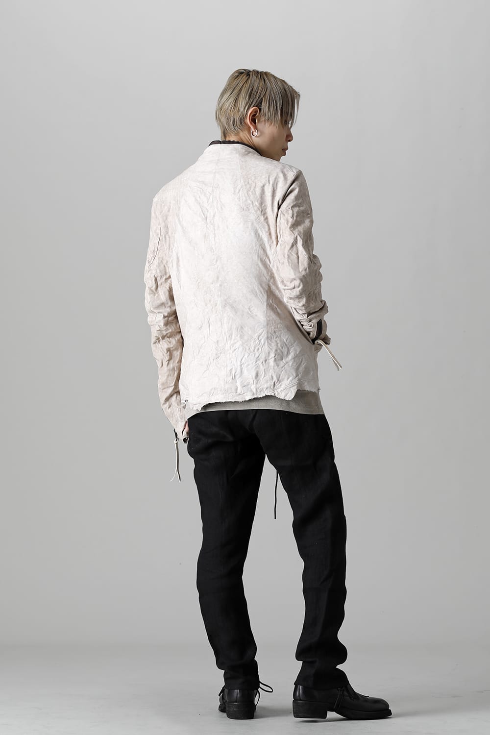 Rough Edge Horse Leather No Collar Jacket  Mud White