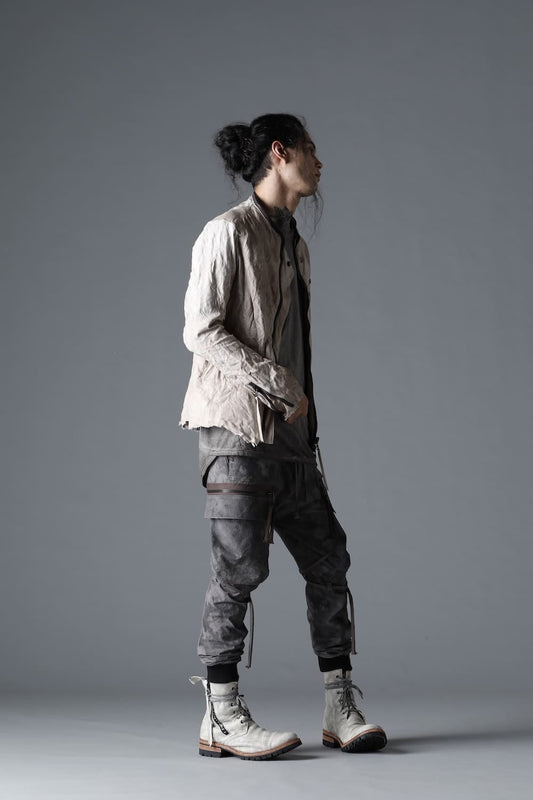 Rough Edge Horse Leather No Collar Jacket  Mud White