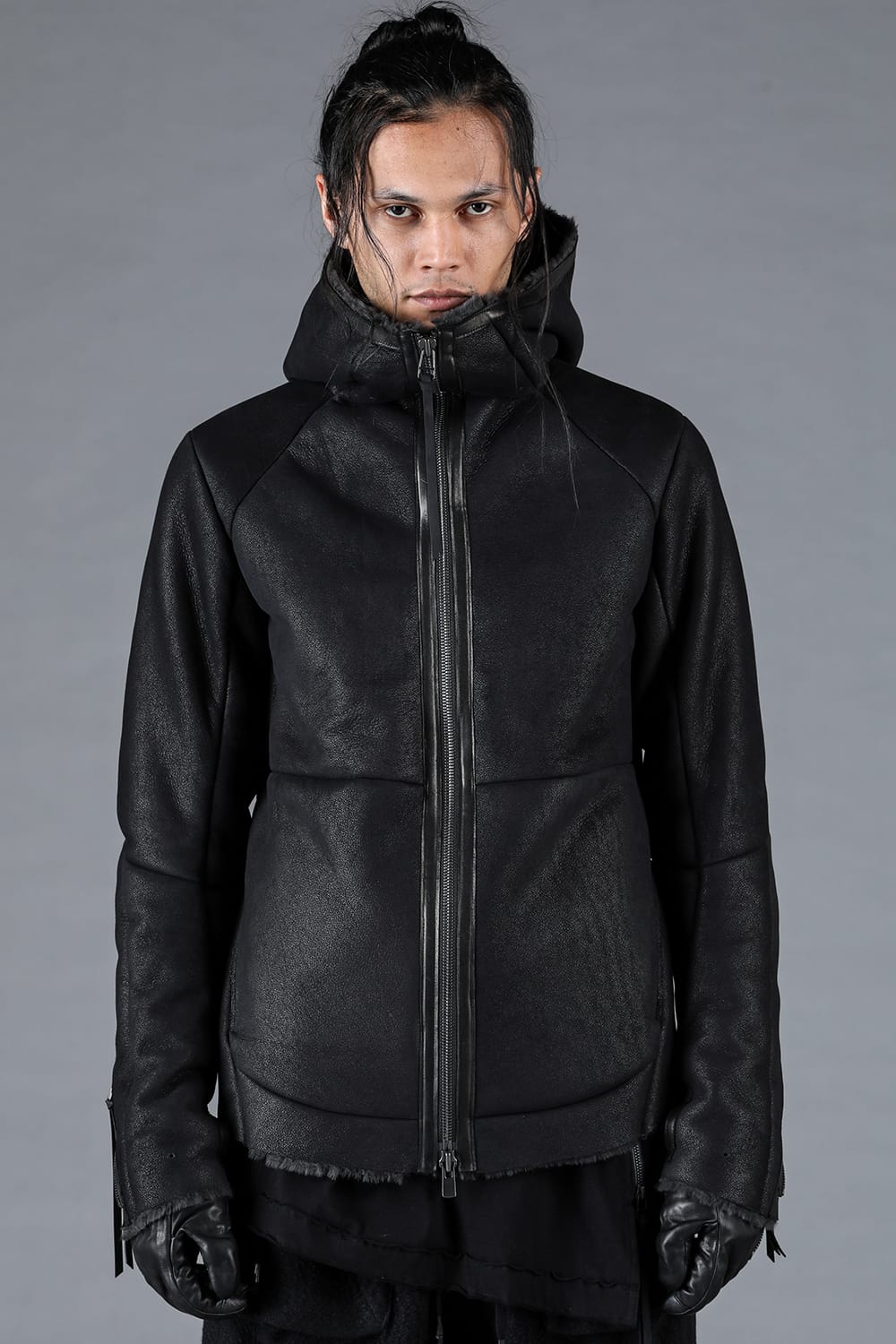 French Baby Lamb Shearling Hooded Jacket